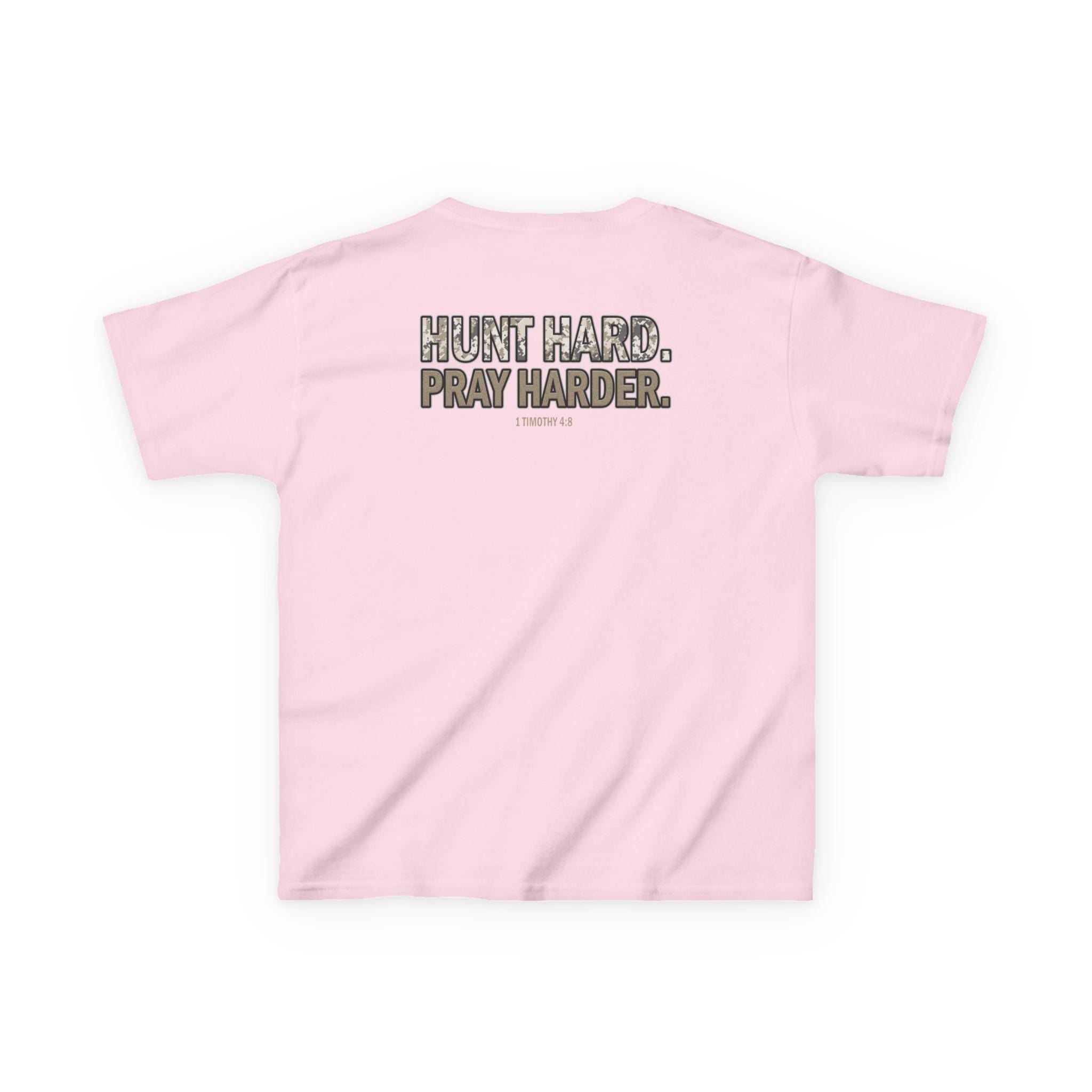 Hunt Hard Pray Harder, Christian Hunting Shirt or Hoodie, Camo Faith Tee, 1 Timothy 48, Deer Hunter Gift, Youth Hunting T-Shirt