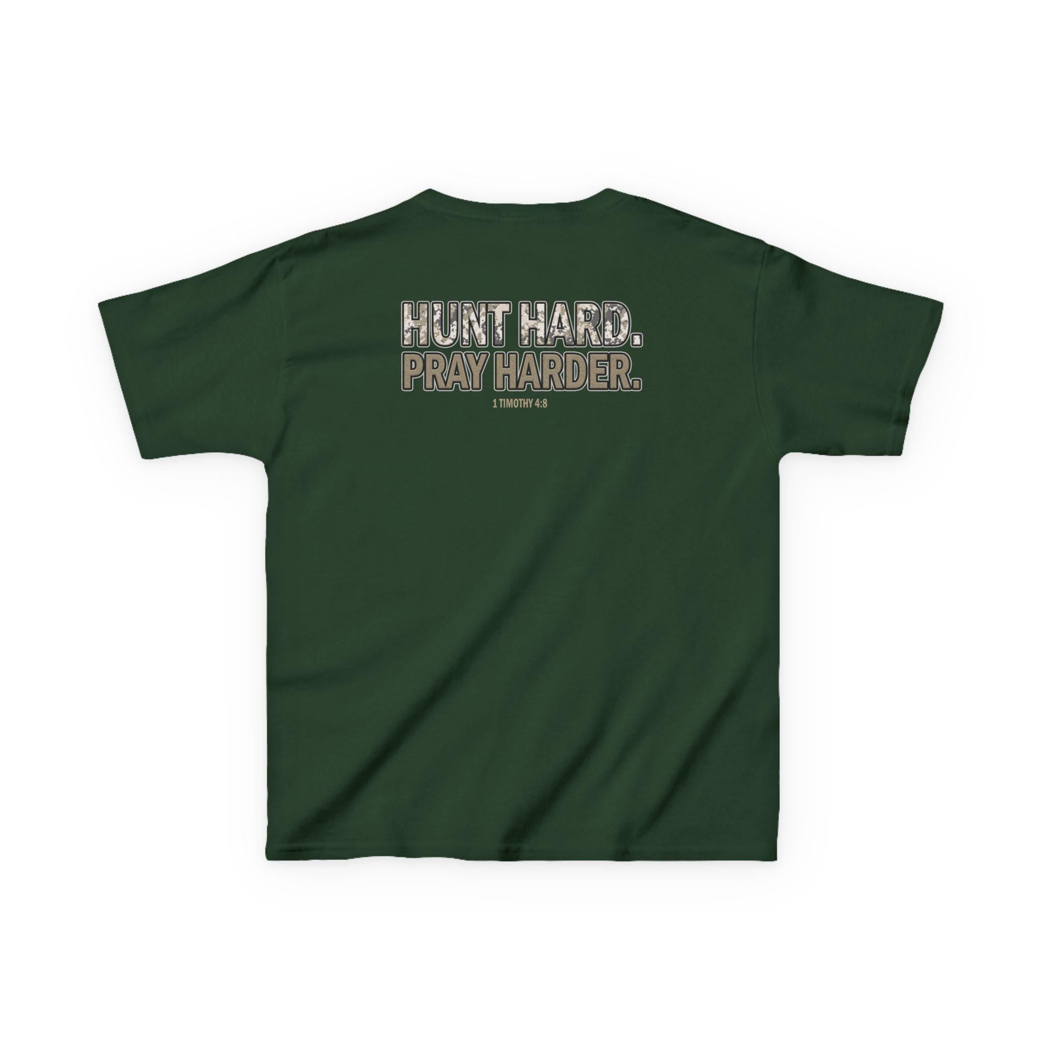 Hunt Hard Pray Harder, Christian Hunting Shirt or Hoodie, Camo Faith Tee, 1 Timothy 48, Deer Hunter Gift, Youth Hunting T-Shirt