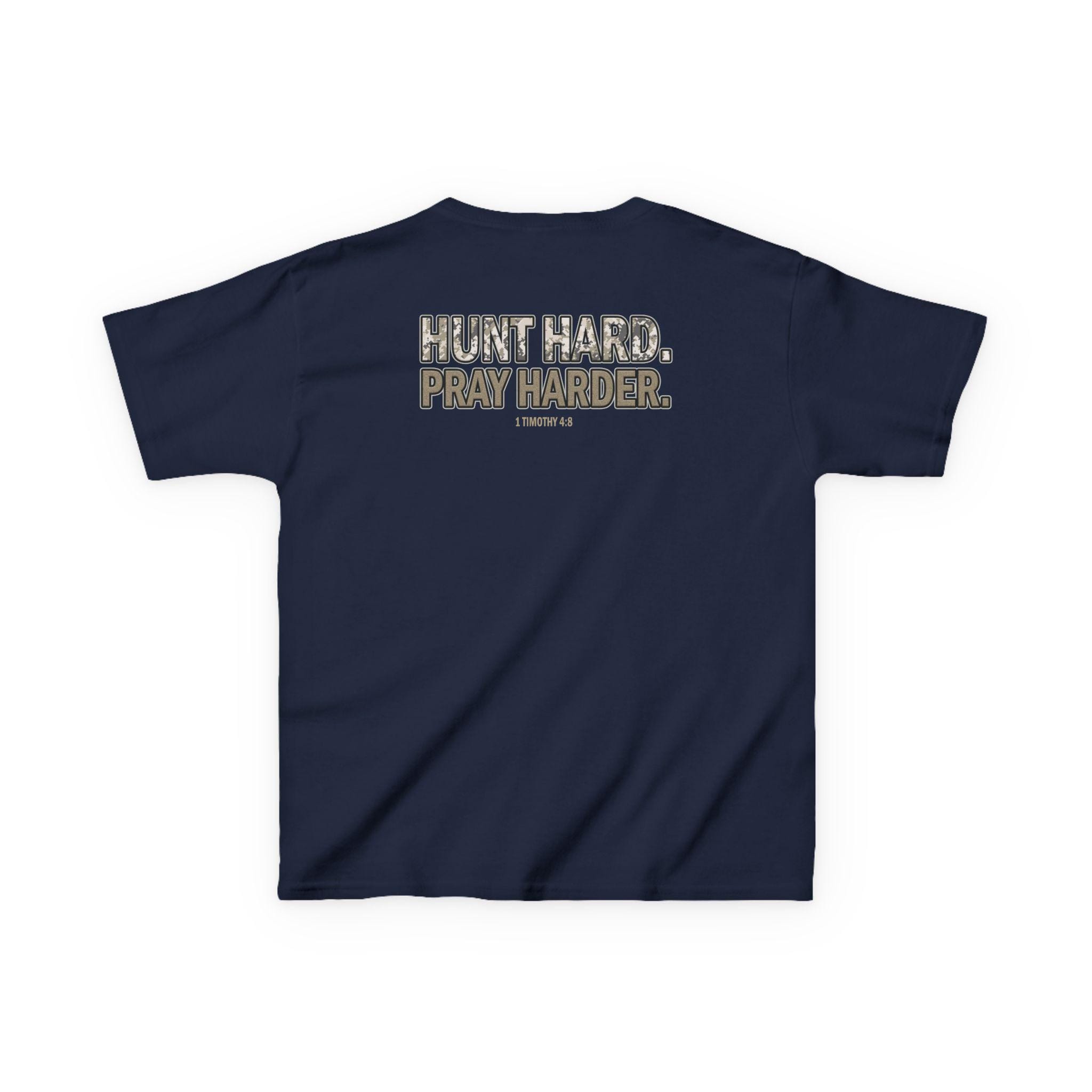 Hunt Hard Pray Harder, Christian Hunting Shirt or Hoodie, Camo Faith Tee, 1 Timothy 48, Deer Hunter Gift, Youth Hunting T-Shirt