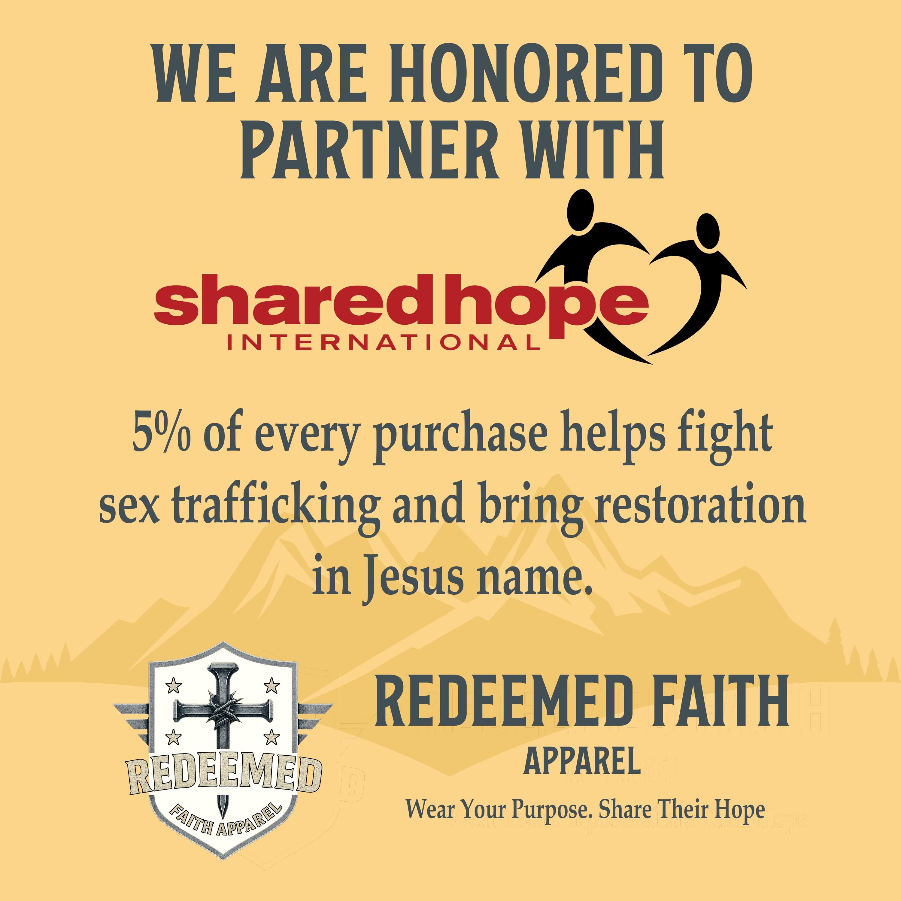 Redeemed Faith Apparel Logo Tee: Christian Cross & Shield Design