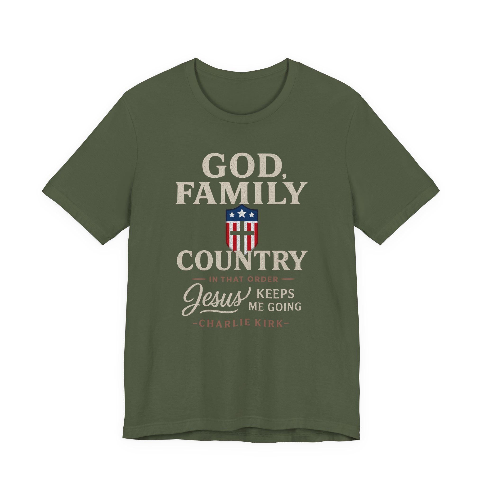 God Family Country Christian T-Shirt - Faith and Patriotism Tee, Bible Verse Shirt, Jesus Keeps Me Going, Charlie Kirk Quote Shirt, unisex
