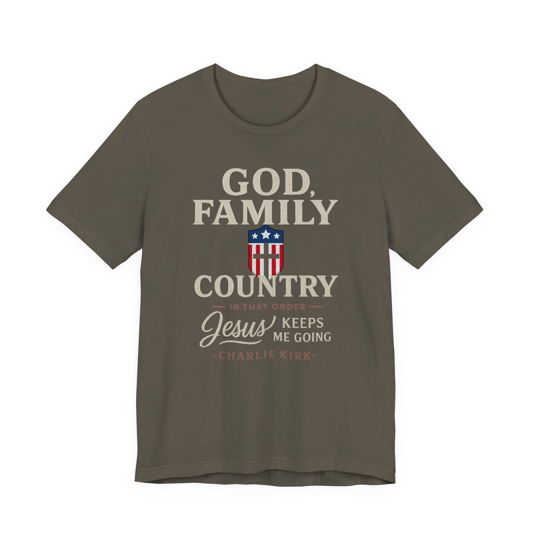 God Family Country Christian T-Shirt - Faith and Patriotism Tee, Bible Verse Shirt, Jesus Keeps Me Going, Charlie Kirk Quote Shirt, unisex