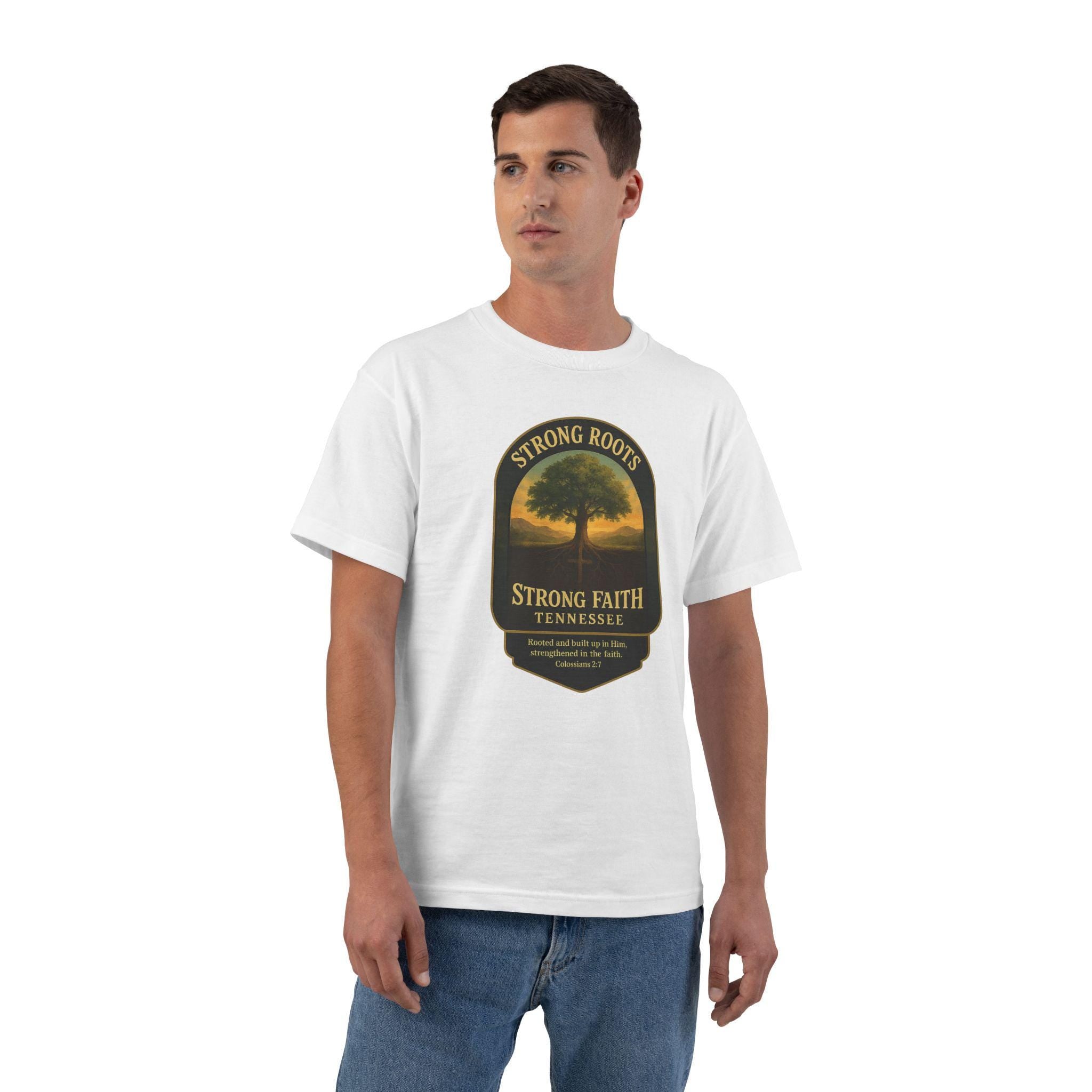 TN-Strong Roots Strong Faith Christian T-Shirt, Tennessee Bible Verse T, Colossians 27, I Love Tennessee Shirt, God Bless America Collection