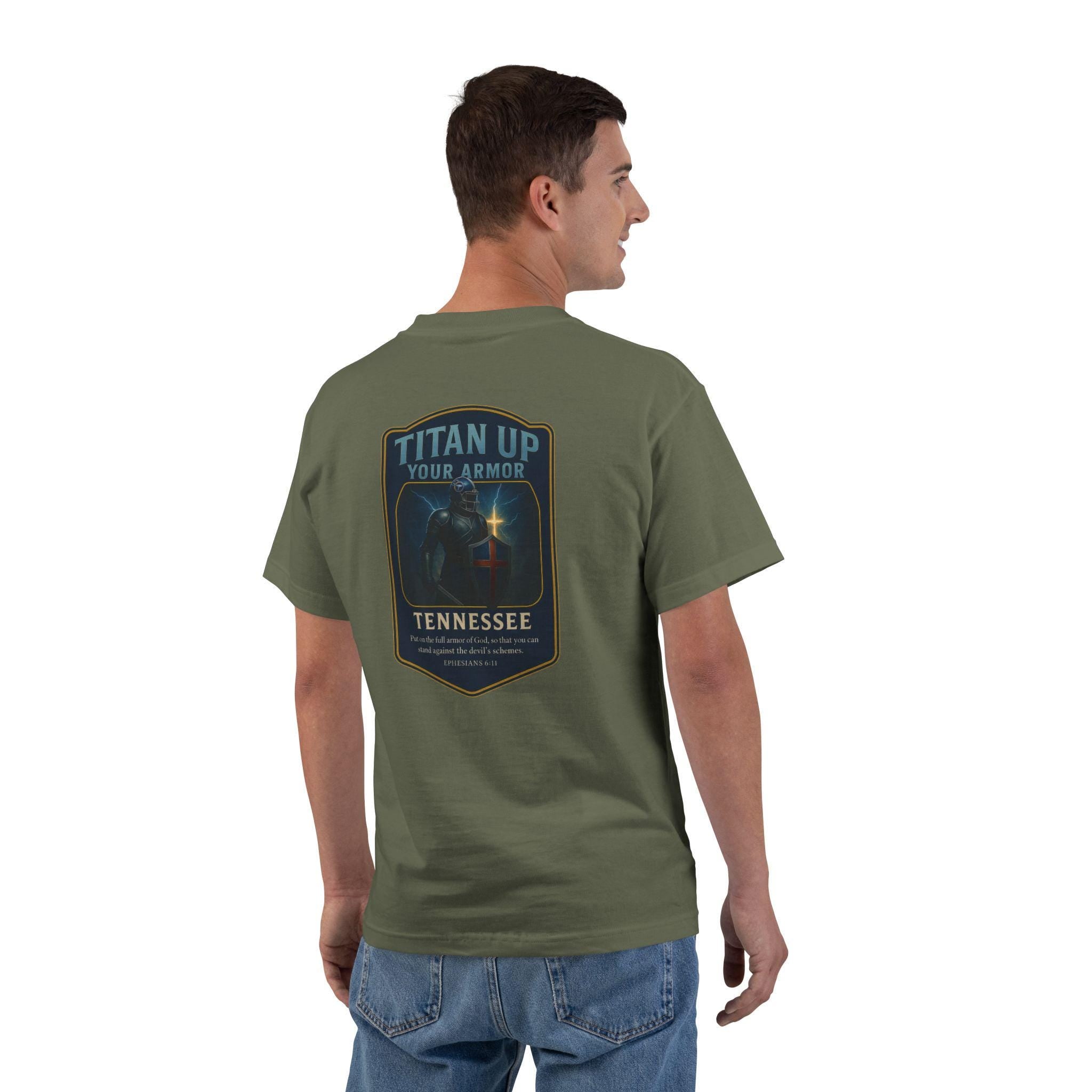 TN-Titan Up Your Armor Christian T-Shirt, Tennessee Faith Tee, Ephesians 6:11, Redeemed Faith Apparel, God Bless America Collection