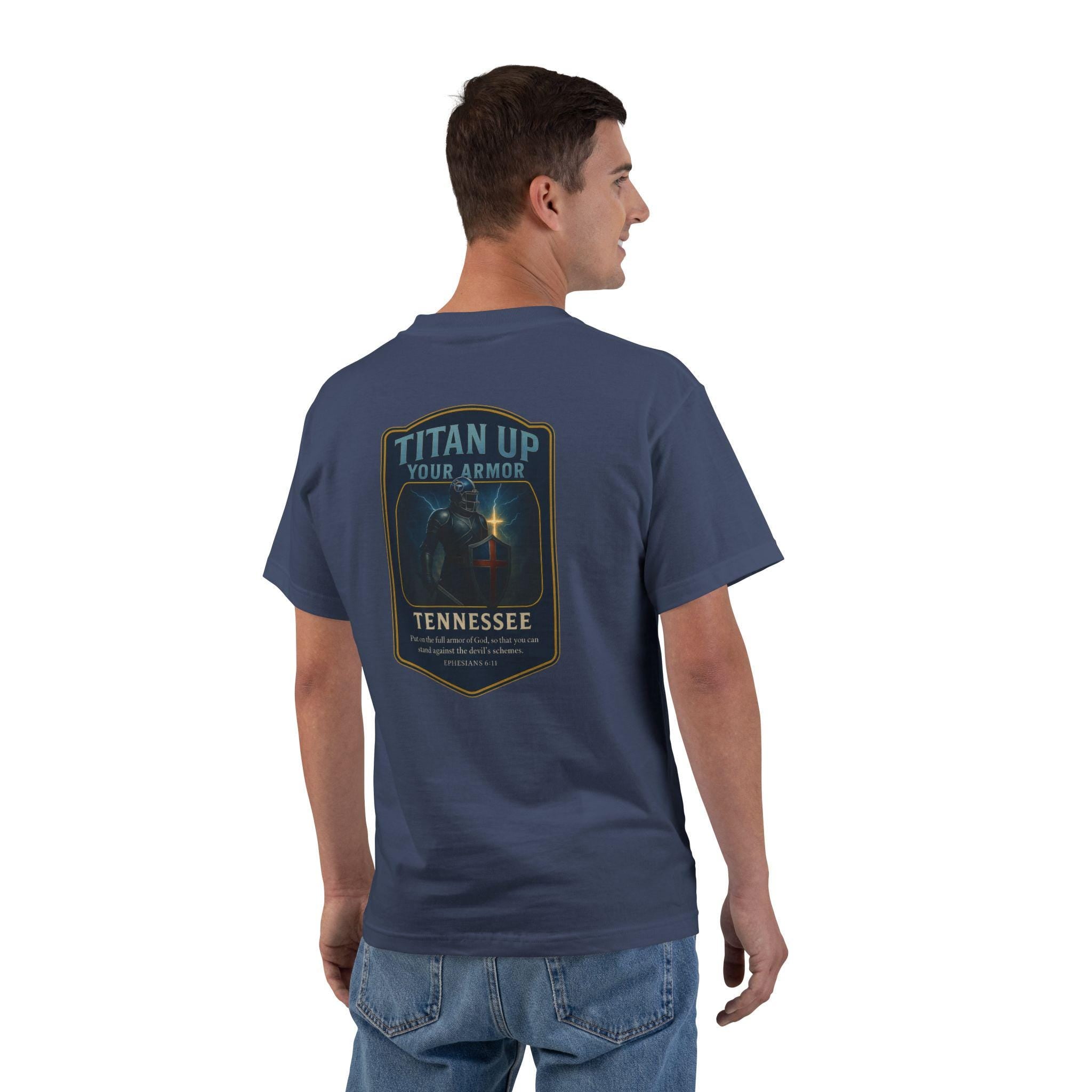TN-Titan Up Your Armor Christian T-Shirt, Tennessee Faith Tee, Ephesians 6:11, Redeemed Faith Apparel, God Bless America Collection