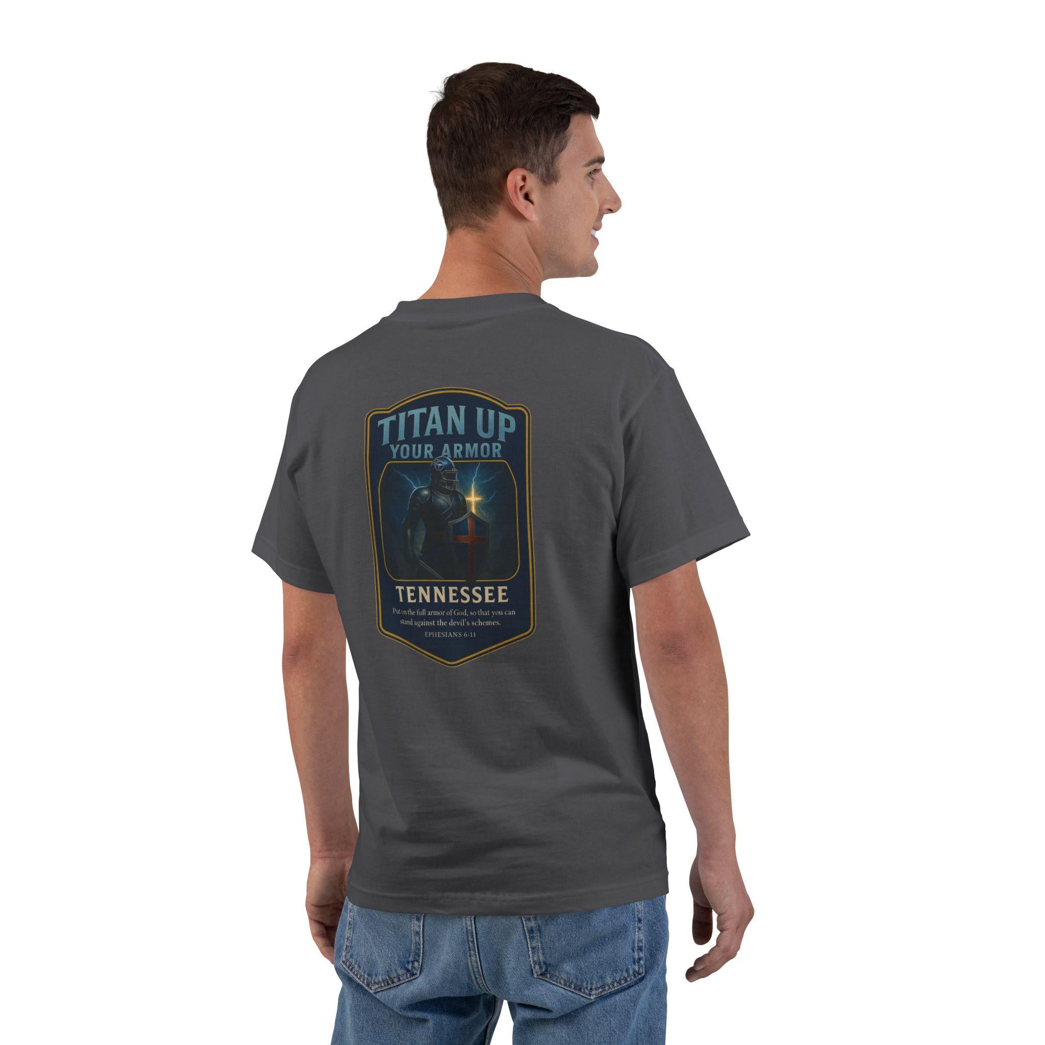 TN-Titan Up Your Armor Christian T-Shirt, Tennessee Faith Tee, Ephesians 6:11, Redeemed Faith Apparel, God Bless America Collection