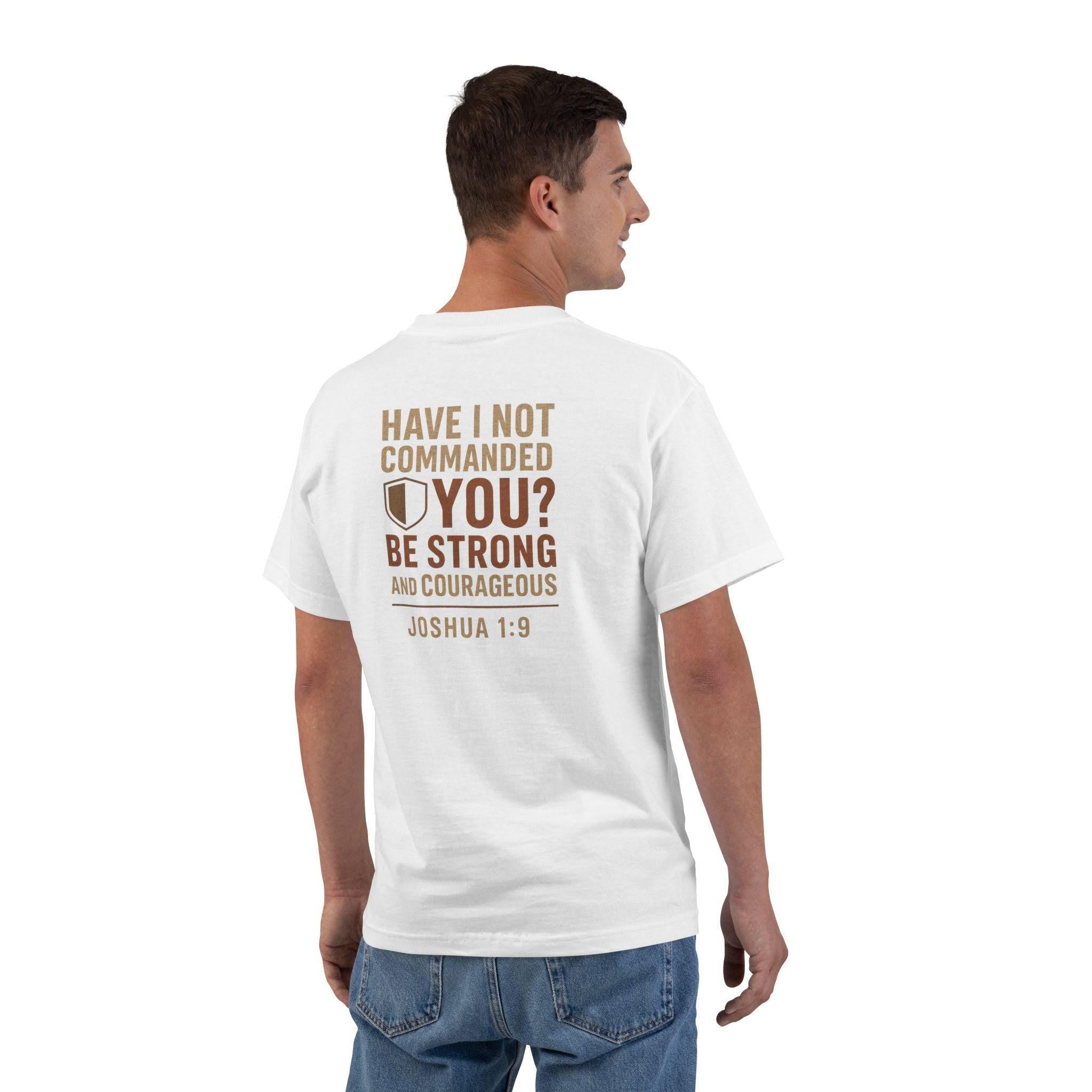 Be Strong and Courageous Christian T Shirt - Joshua 1:9 Bible Verse Tee, Bold Faith Scripture Shirt, Inspirational Gift for Men and Women