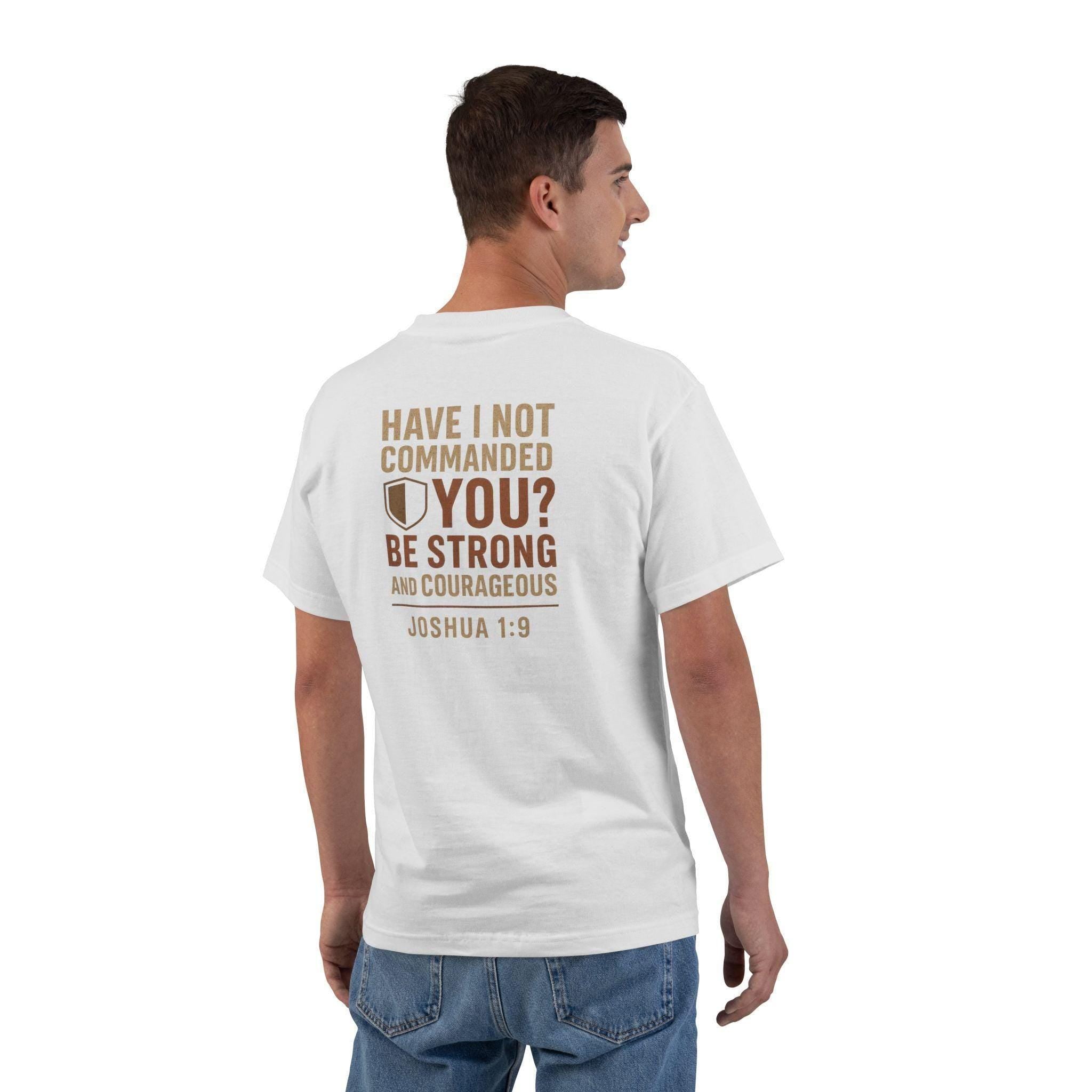 Be Strong and Courageous Christian T Shirt - Joshua 1:9 Bible Verse Tee, Bold Faith Scripture Shirt, Inspirational Gift for Men and Women
