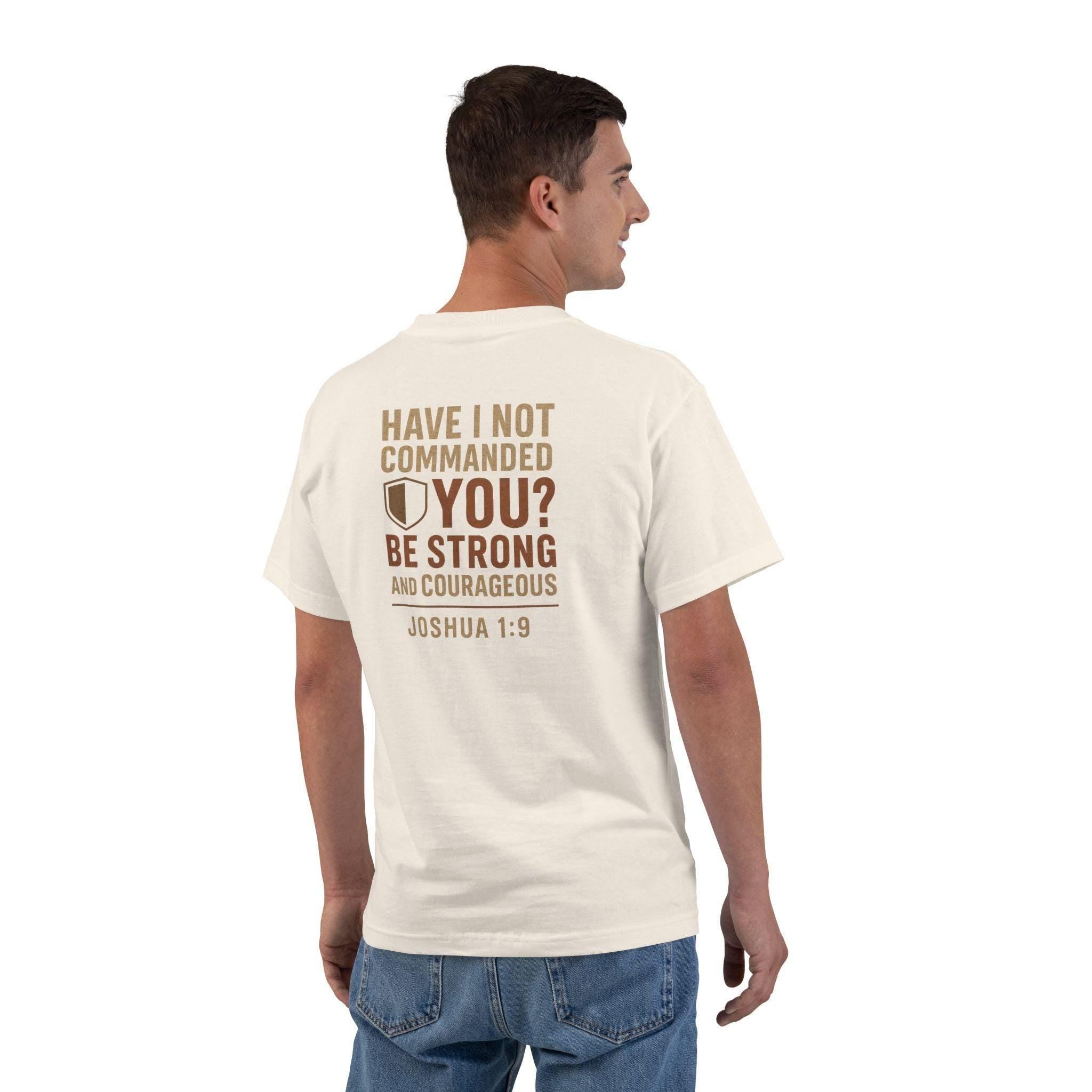 Be Strong and Courageous Christian T Shirt - Joshua 1:9 Bible Verse Tee, Bold Faith Scripture Shirt, Inspirational Gift for Men and Women