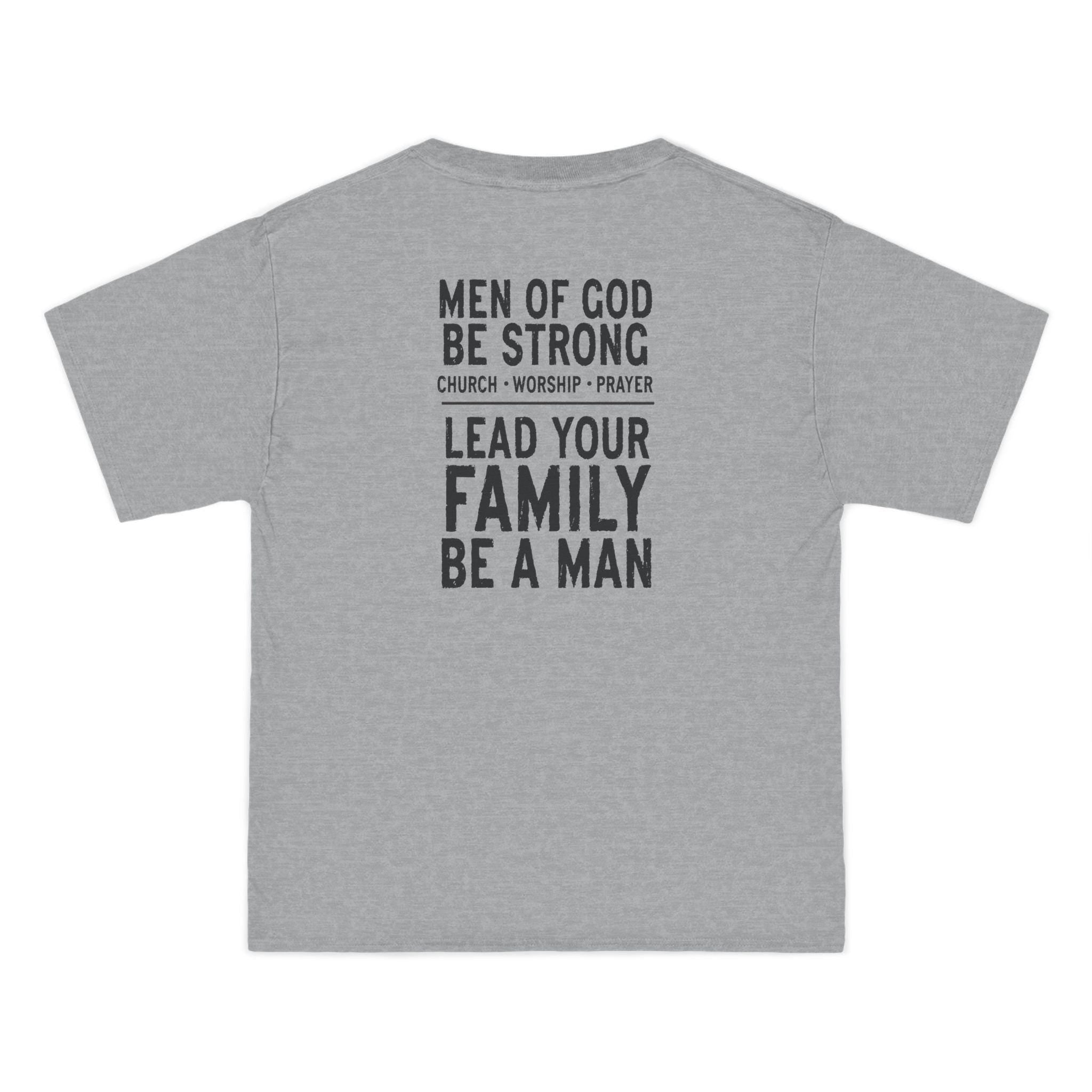 Men of God, Be Strong Lead Your Family Be a Man Christian Shirt, Bold Faith Tee, Church Worship, Prayer Scripture, Mens Religious Apparel
