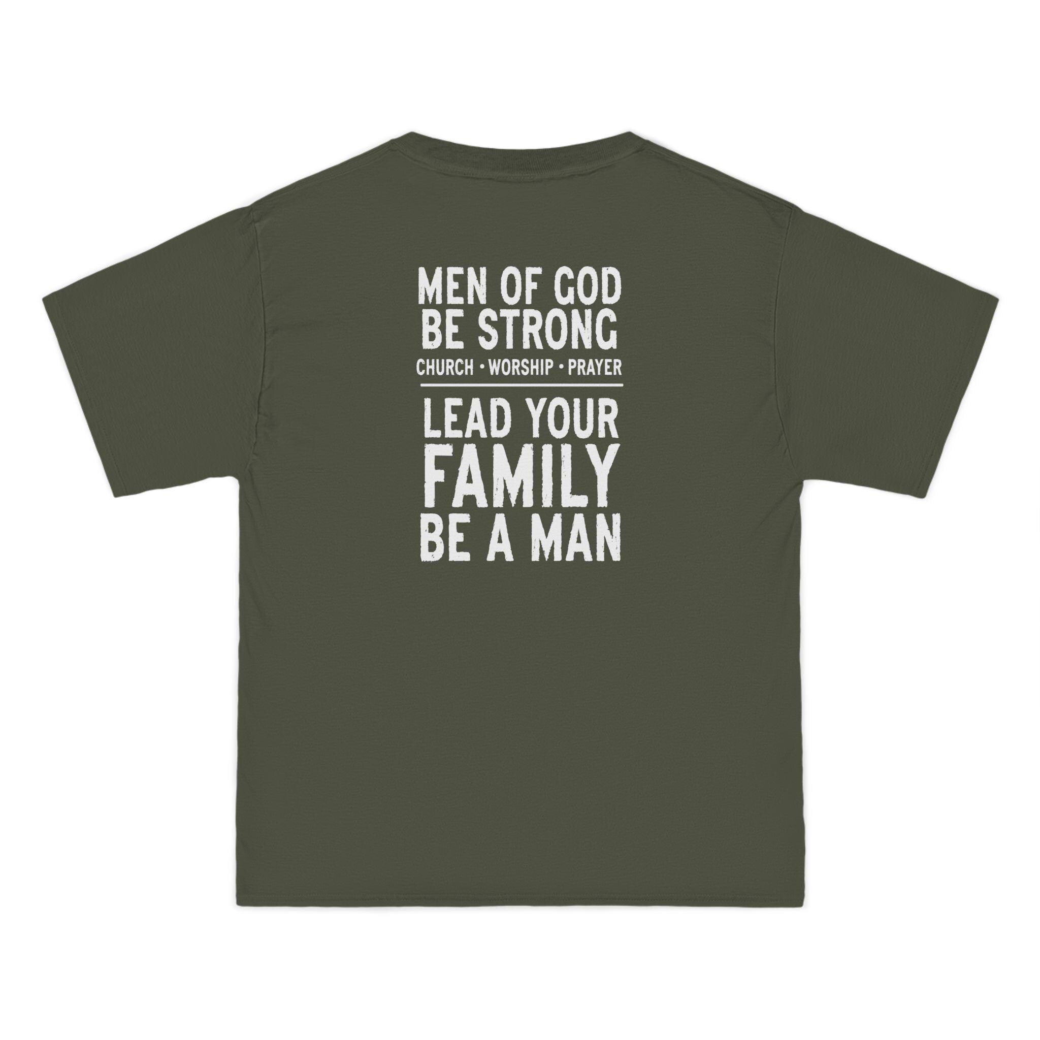 Men of God, Be Strong Lead Your Family Be a Man Christian Shirt, Bold Faith Tee, Church Worship, Prayer Scripture, Mens Religious Apparel
