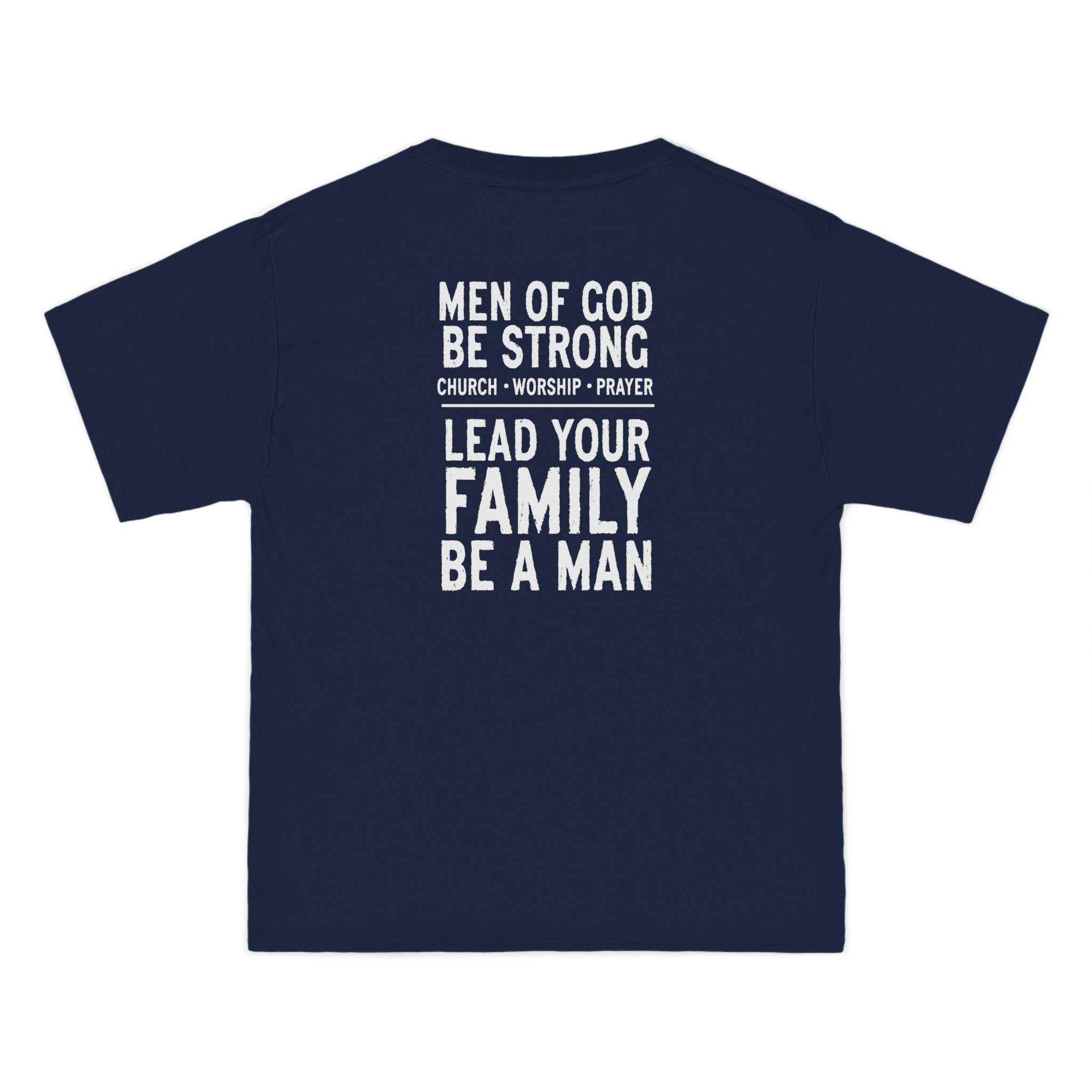 Men of God, Be Strong Lead Your Family Be a Man Christian Shirt, Bold Faith Tee, Church Worship, Prayer Scripture, Mens Religious Apparel