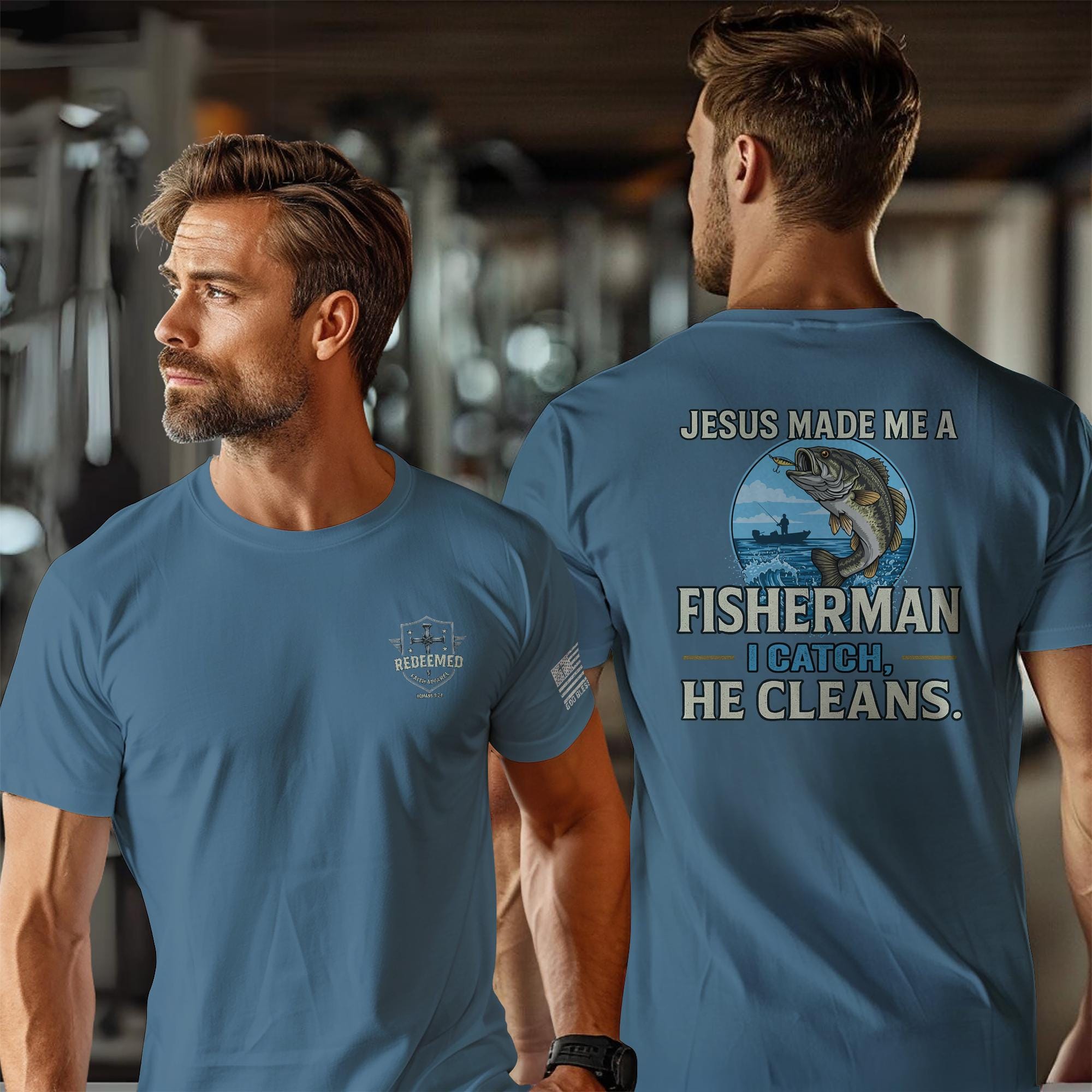 Christian Fisherman Shirt - Jesus Made Me a Fisherman I Catch He Cleans | Faith Fishing, Inspirational Fisherman Tee, Fishing Lover Apparel