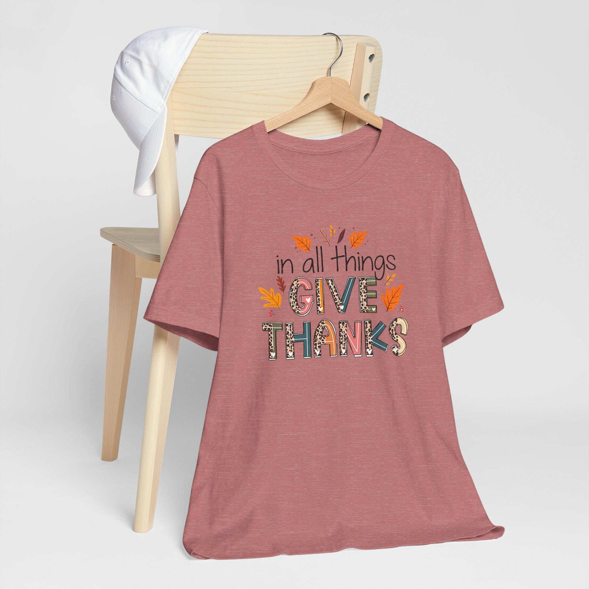 In All Things Give Thanks Shirt, Fall Quilt Collection, Christian Gratitude Tee Women, 1 Thessalonians 5:18 Shirt, Gratitude Gift, Cozy Fall