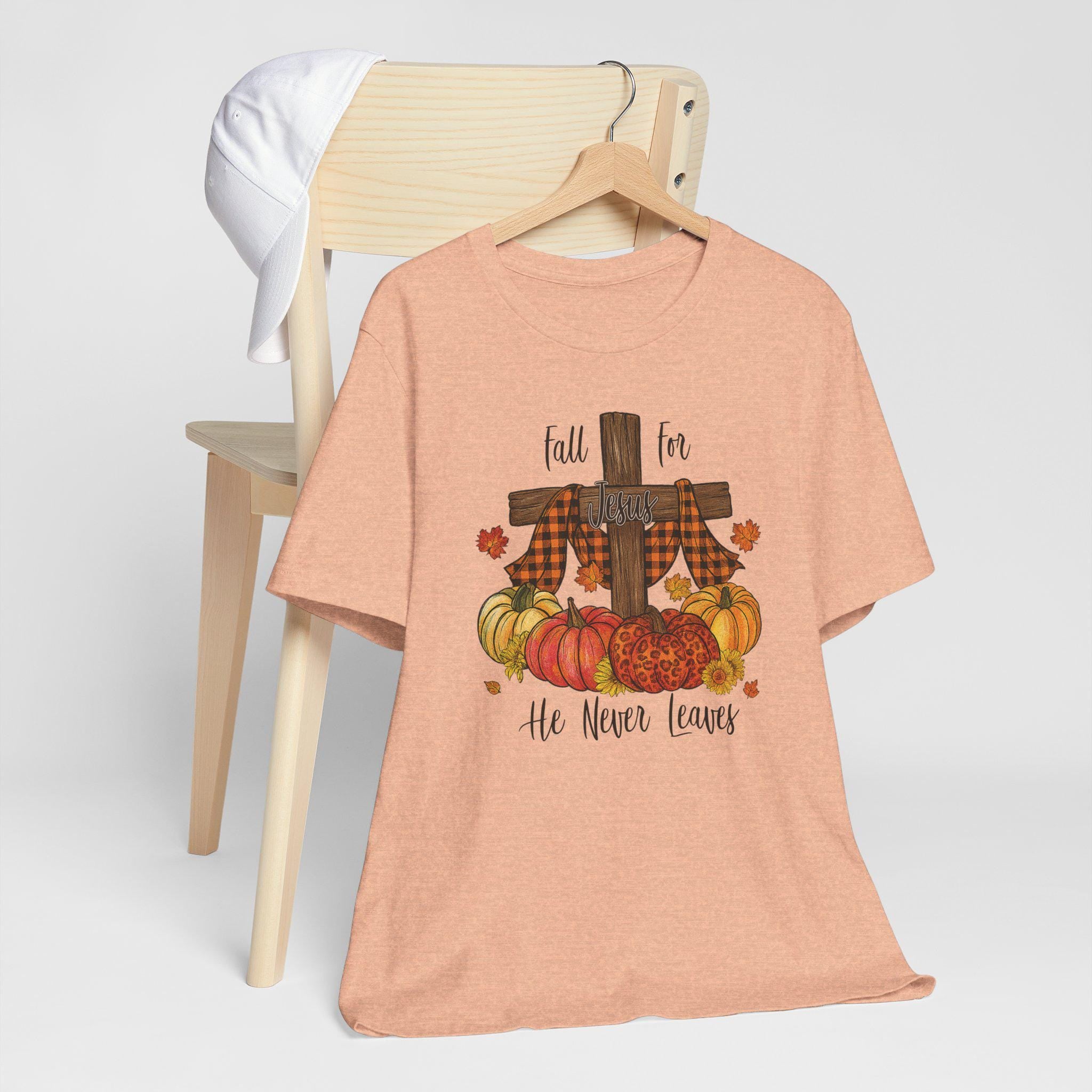 Fall for Jesus Unisex Tee, Christian Fall T-Shirt, Faith-Inspired Clothing, Fall Quilt Collection Shirt, Matthew 28:20, Autumn T-Shirt Women