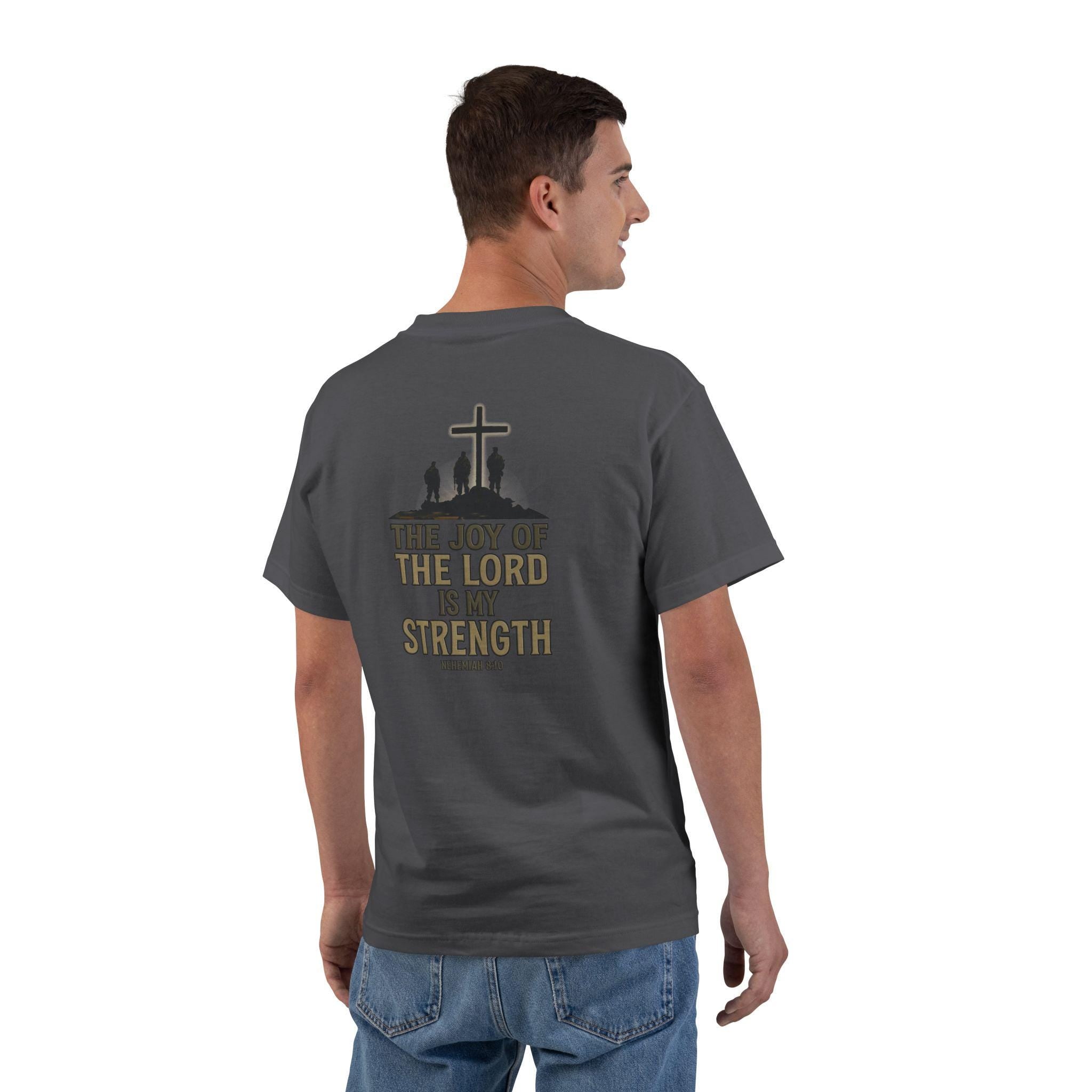 The Joy of the Lord Is My Strength T-Shirt - Nehemiah 8:10 Bible Verse Tee, Christian Soldier Shirt, Faith and Strength Christian Apparel
