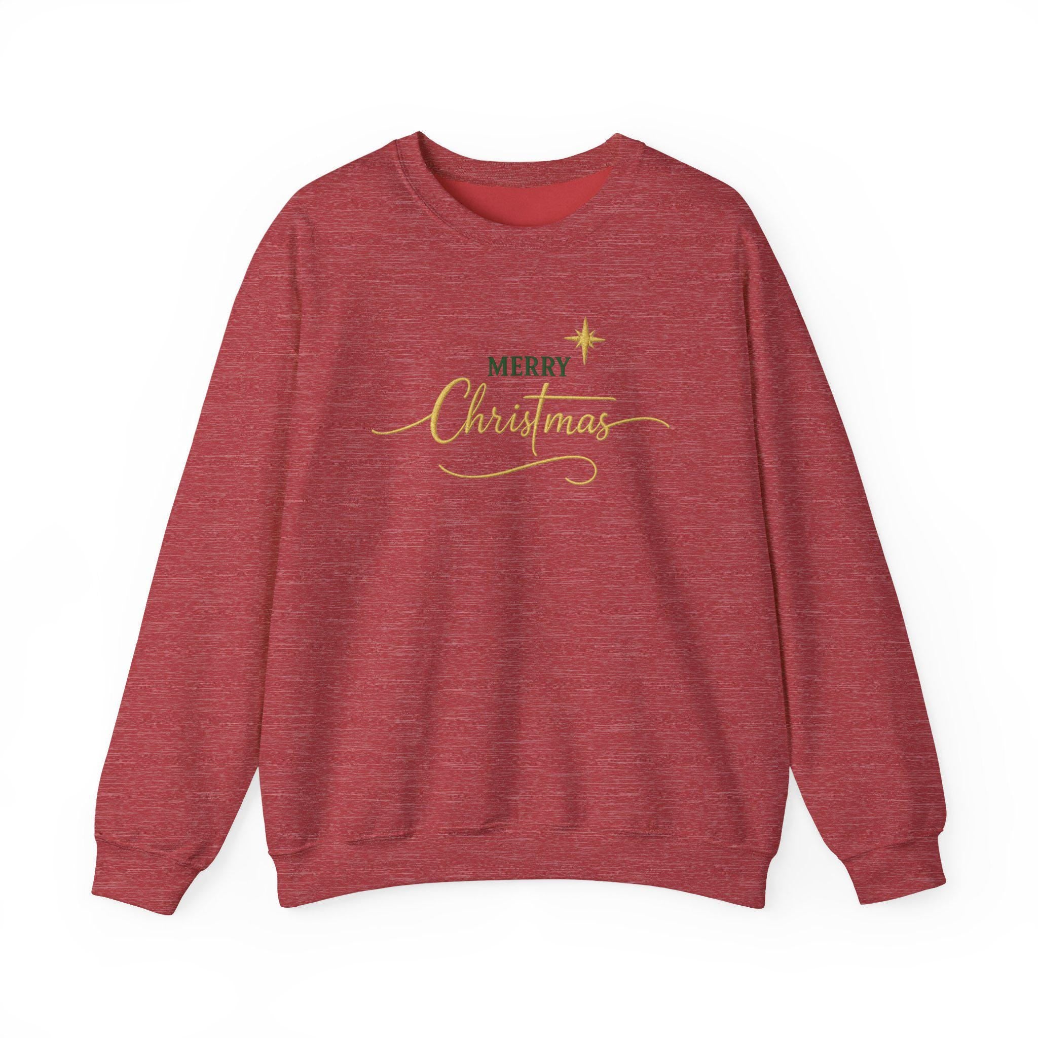 Merry Christmas Sweatshirt, Embroidered Christian Crewneck, Gold Holiday Faith Gift, Redeemed Faith Apparel | Christmas Collection Crewneck
