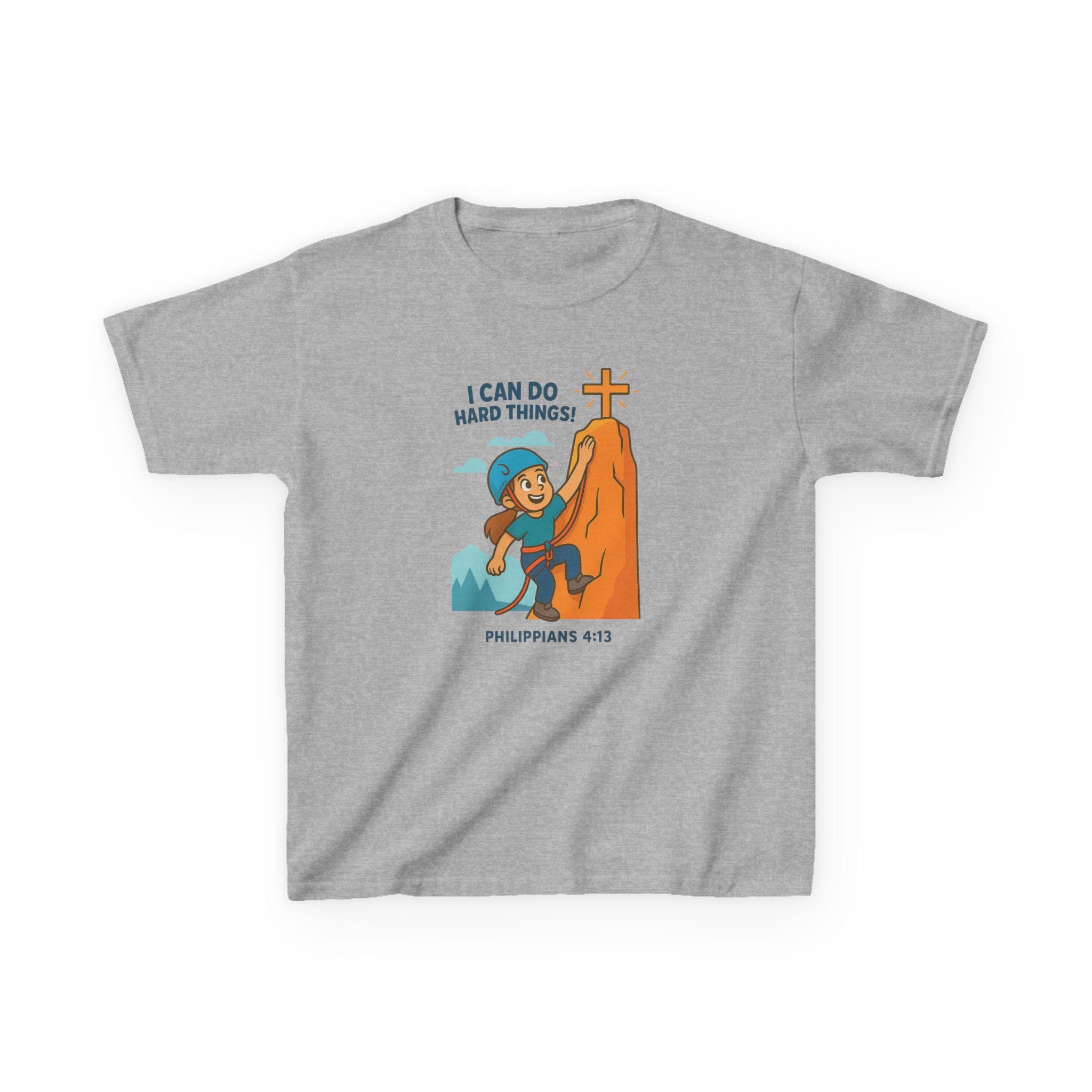I Can Do Hard Things, Christian Girls Rock Climbing Shirt, Philippians 413, Kids Faith T Shirt, Inspirational Bible Verse Youth Tee