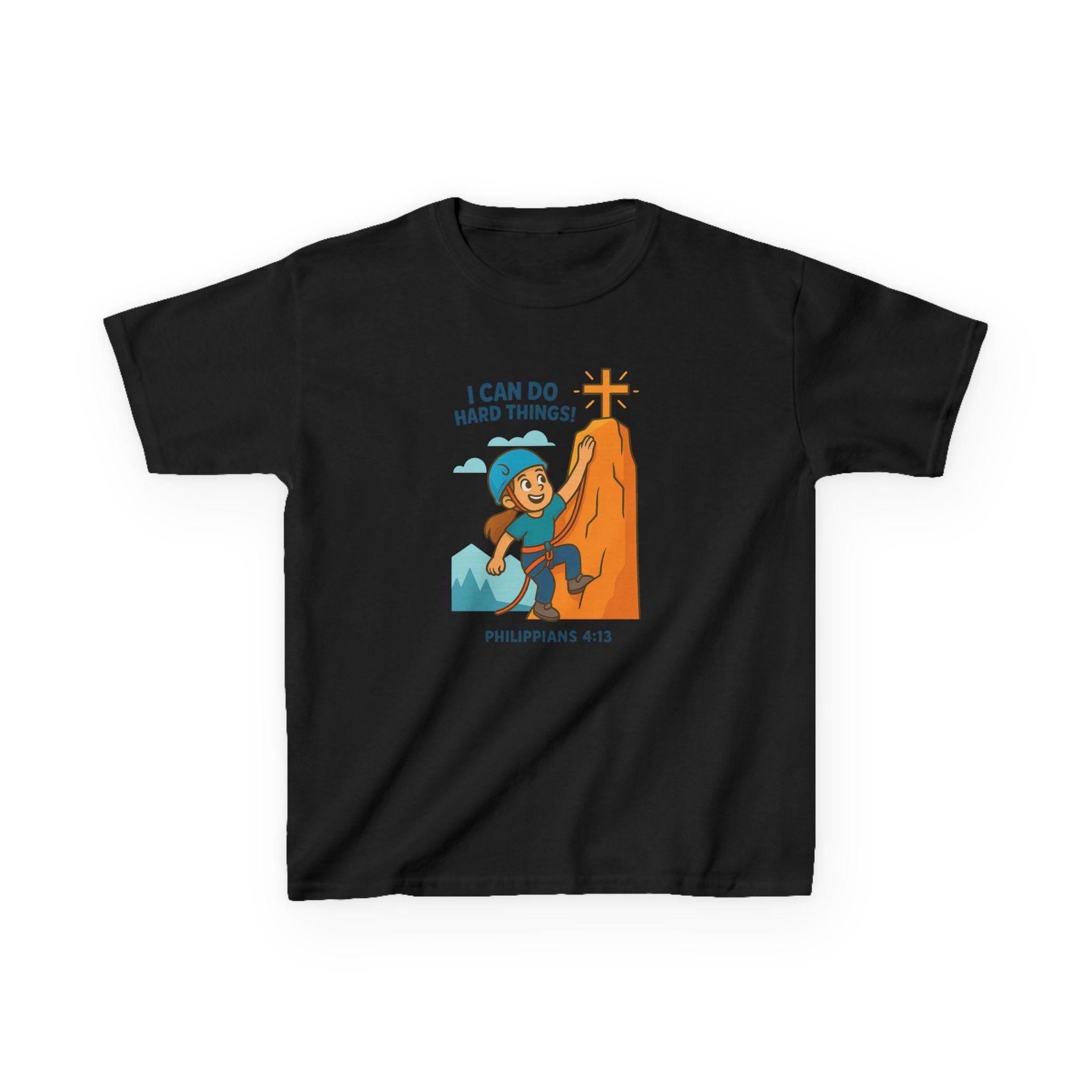 I Can Do Hard Things, Christian Girls Rock Climbing Shirt, Philippians 413, Kids Faith T Shirt, Inspirational Bible Verse Youth Tee