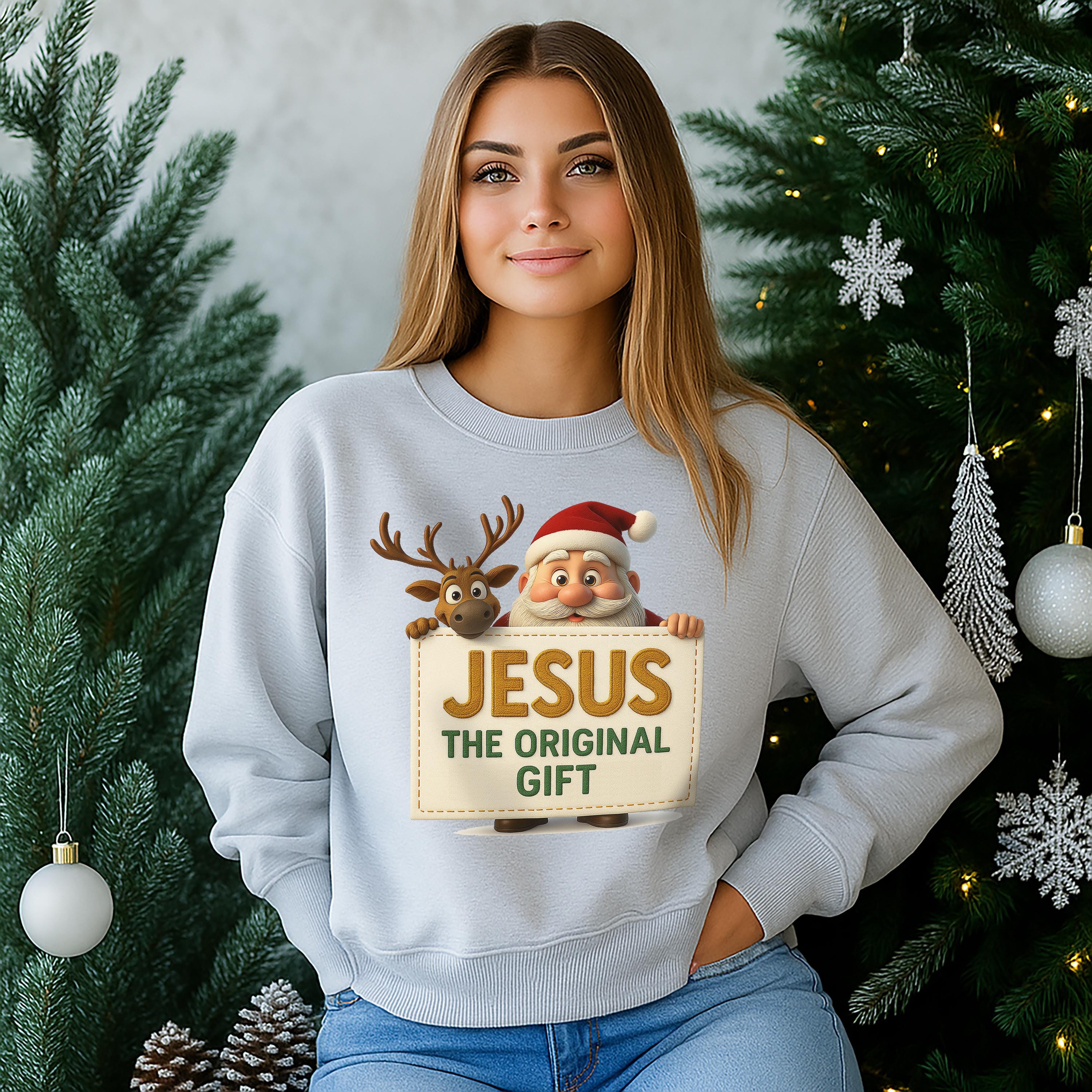Jesus The Original Gift Christian Christmas Shirt or Sweatshirt, Redeemed Faith Apparel, Faith Holiday Gift, Christmas Collection Crewneck