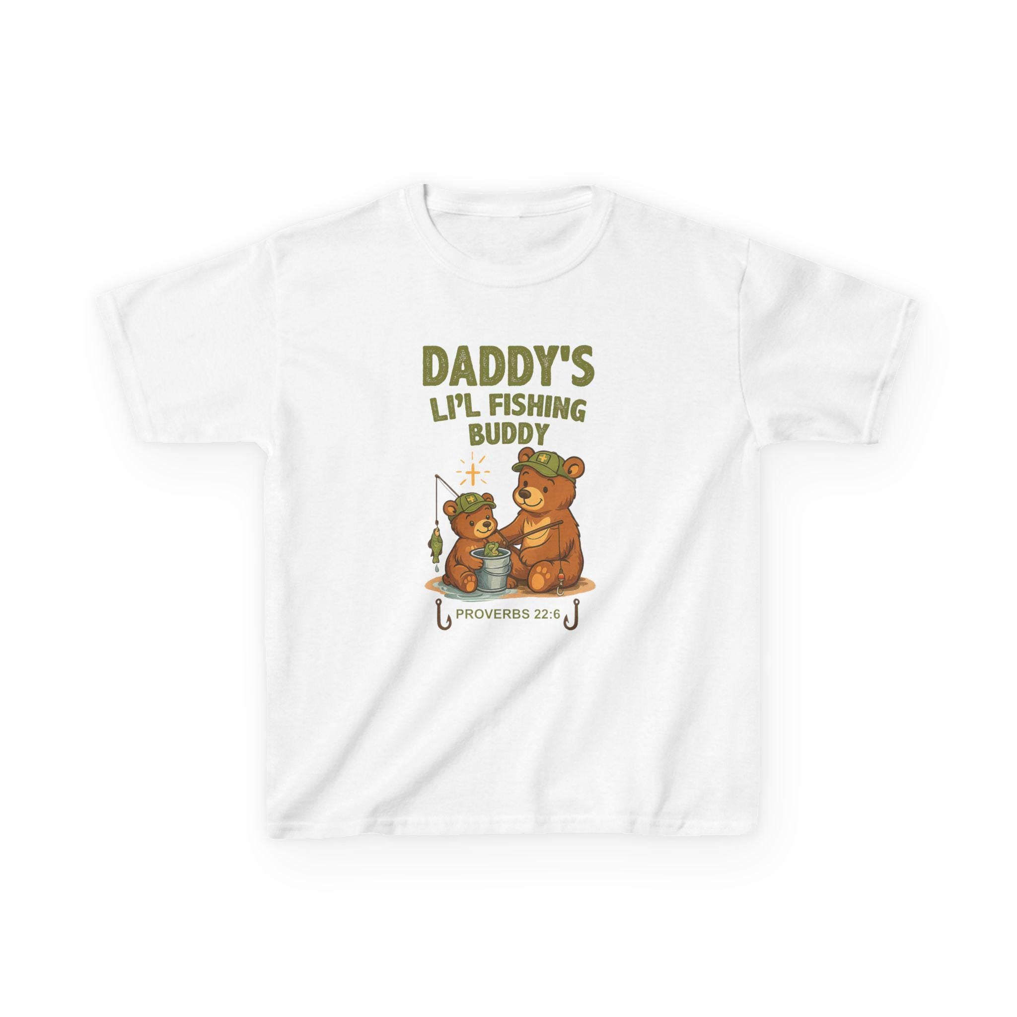 Personalized Li'l Fishin Buddy Shirt, Custom Name, Kids Christian Fishing Tee, Proverbs 226, Daddy, Grandpa, Papa, Gift, Camo Faith Outdoors