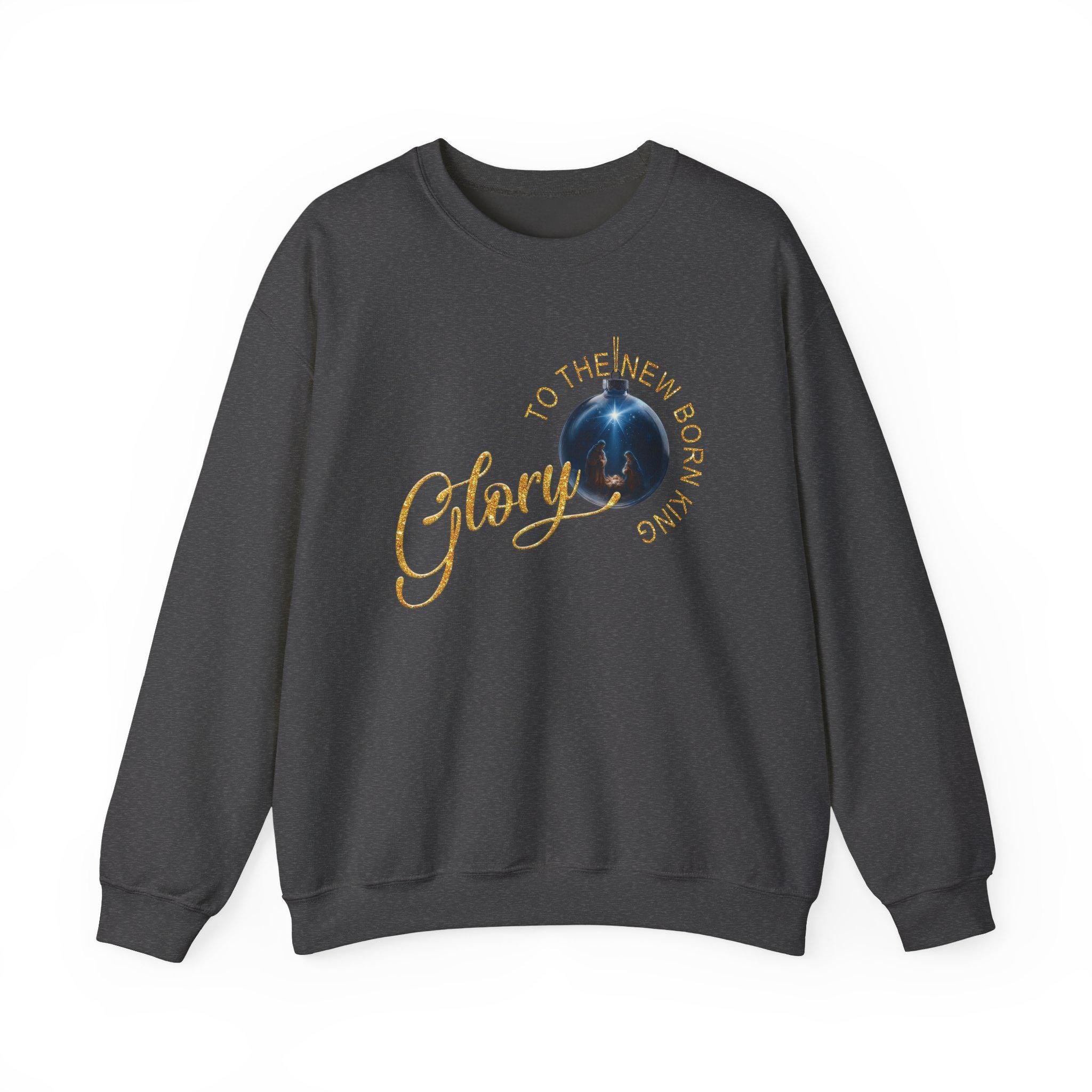 Glory to the Newborn King Christian Christmas Sweatshirt | Nativity Ornament Design | Redeemed Faith Apparel | Christmas Collection Crewneck