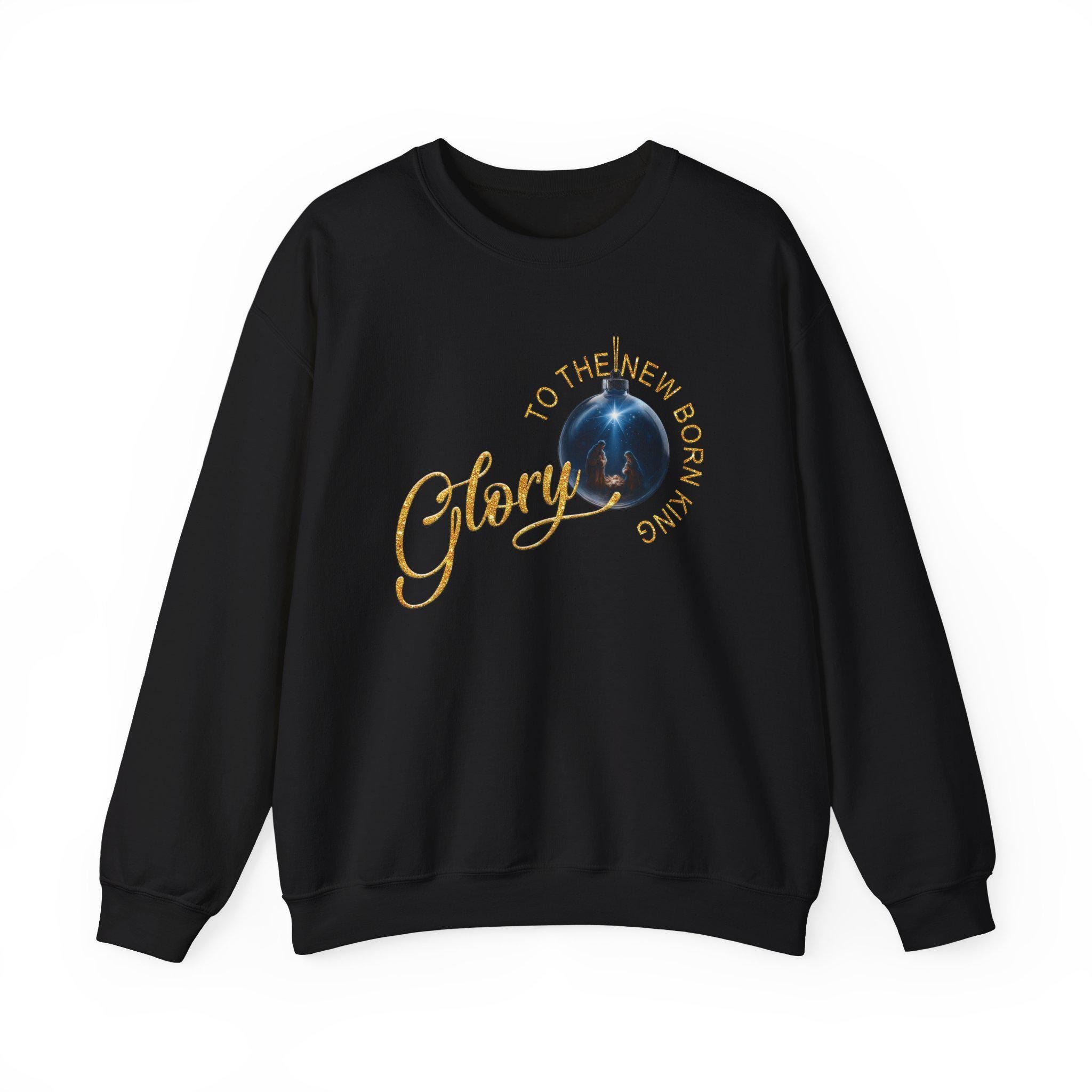 Glory to the Newborn King Christian Christmas Sweatshirt | Nativity Ornament Design | Redeemed Faith Apparel | Christmas Collection Crewneck