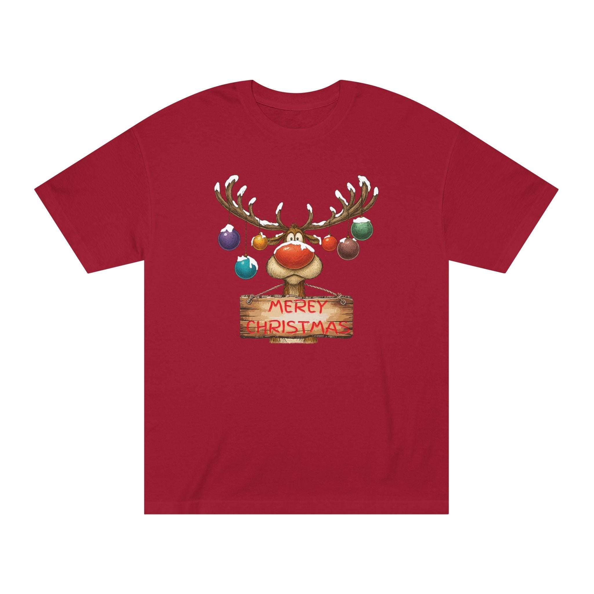 Reindeer Merry Christmas Shirt, Funny Holiday Shirt, Colorful Ornament, Antlers, Christmas Gift, Crewneck Sweatshirt and Hoodie Option