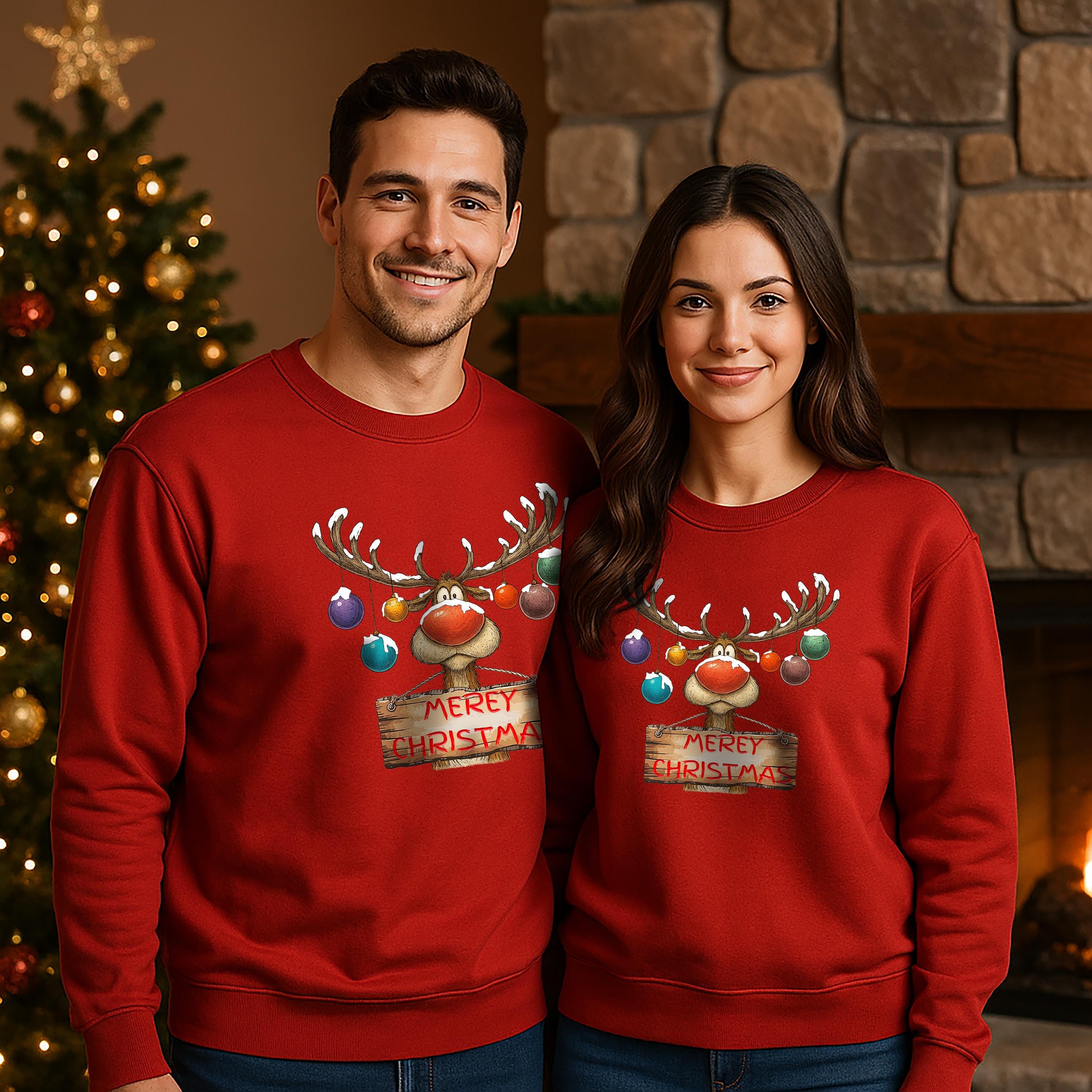 Fun Reindeer Merry Christmas Sweatshirt, Funny Holiday Tee, Antlers Christmas Gift, Winter Christian Apparel, T-shirt and Hoodie Options