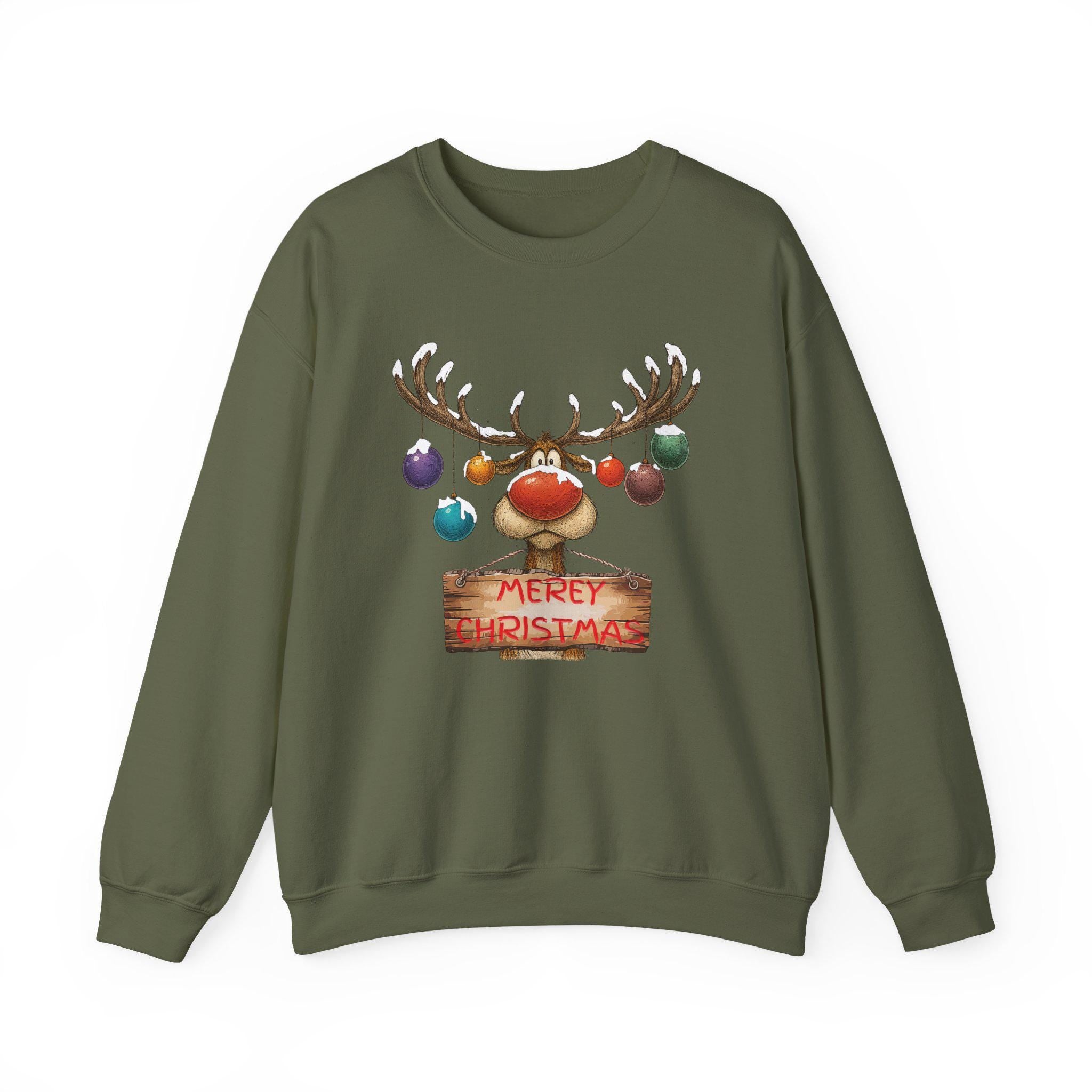 Fun Reindeer Merry Christmas Sweatshirt, Funny Holiday Tee, Antlers Christmas Gift, Winter Christian Apparel, T-shirt and Hoodie Options