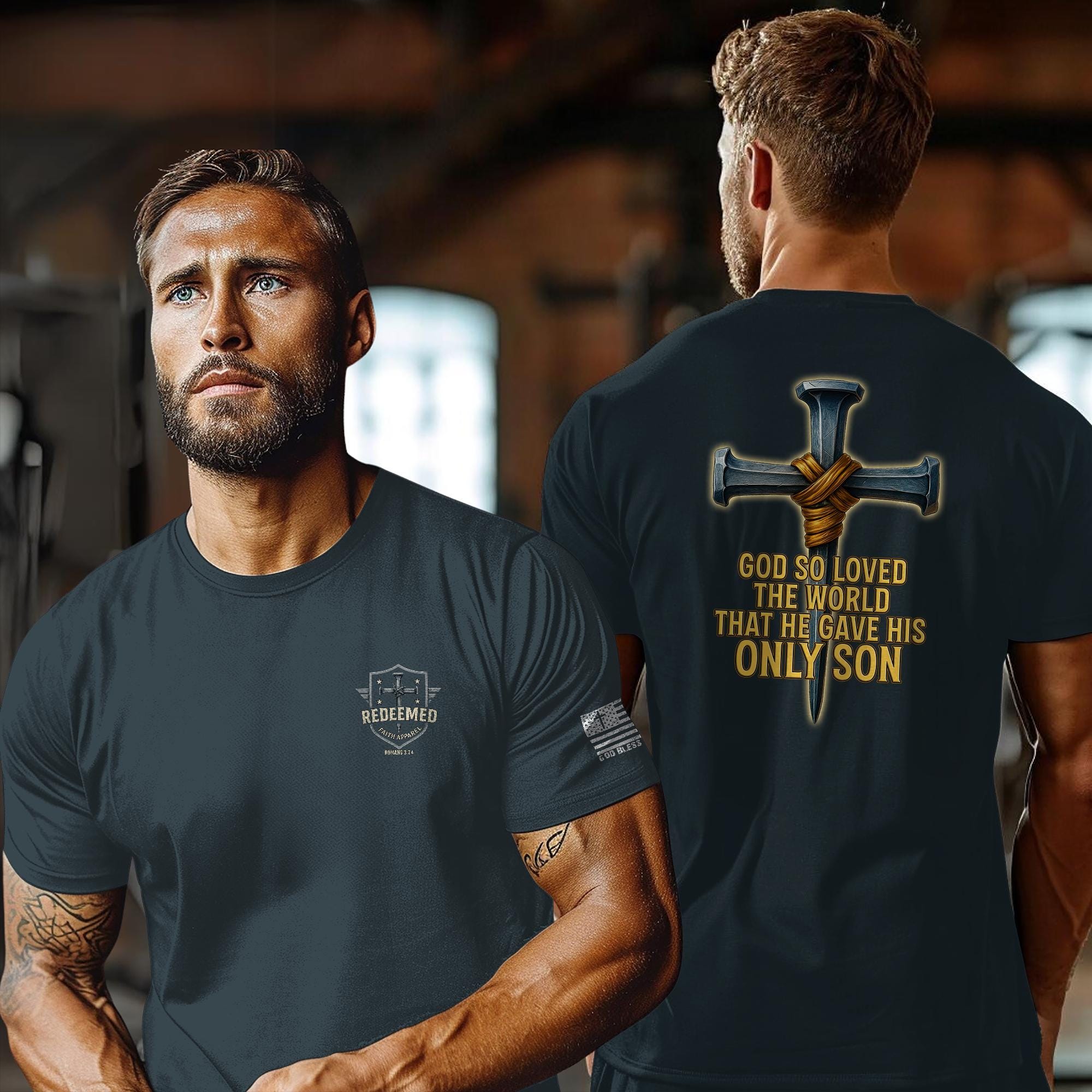 God So Loved the World Shirt - John 3 16 Christian Cross Tee | Faith Scripture T-Shirt | Jesus Love Bible Verse Shirt for Men and Women