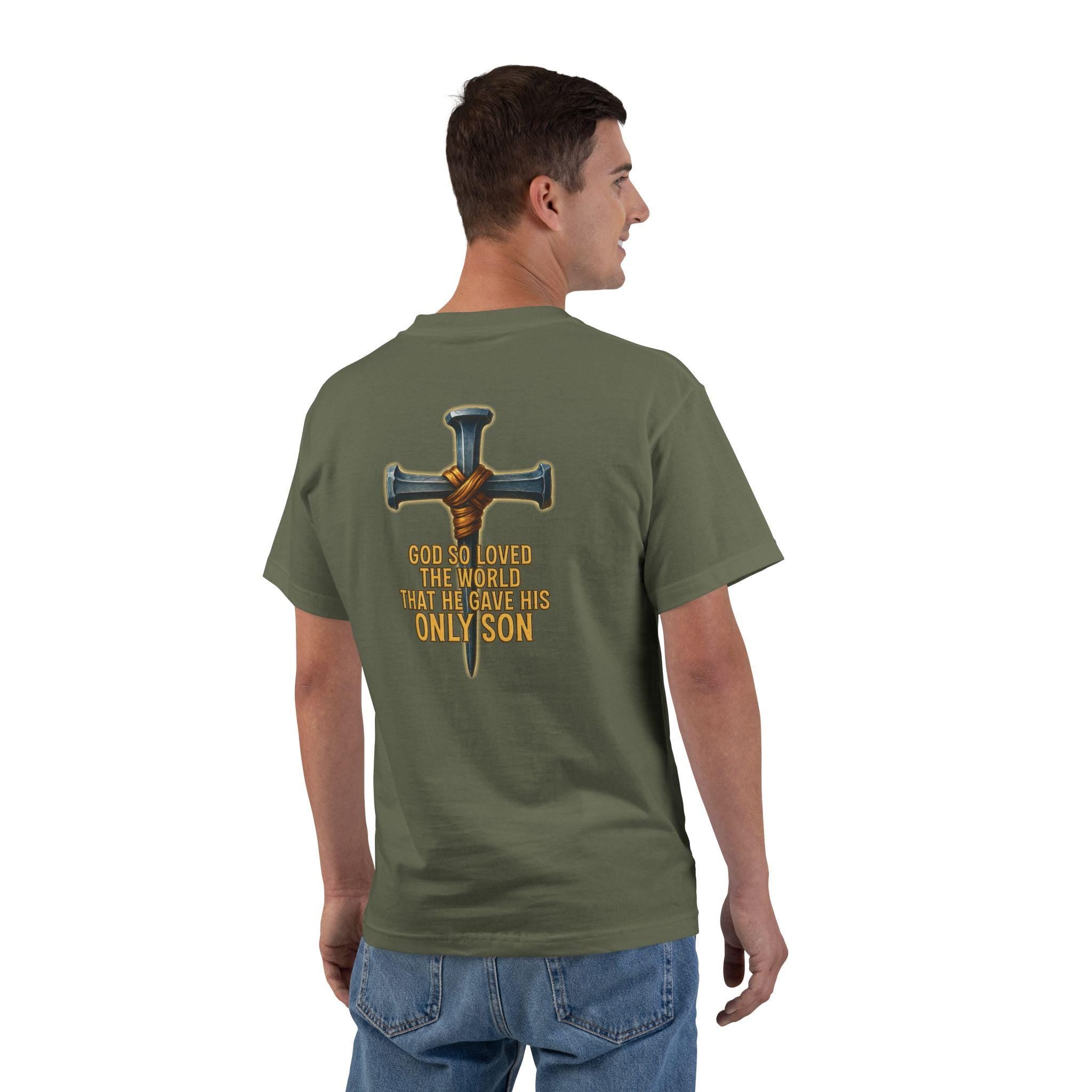 God So Loved the World Shirt - John 3 16 Christian Cross Tee | Faith Scripture T-Shirt | Jesus Love Bible Verse Shirt for Men and Women