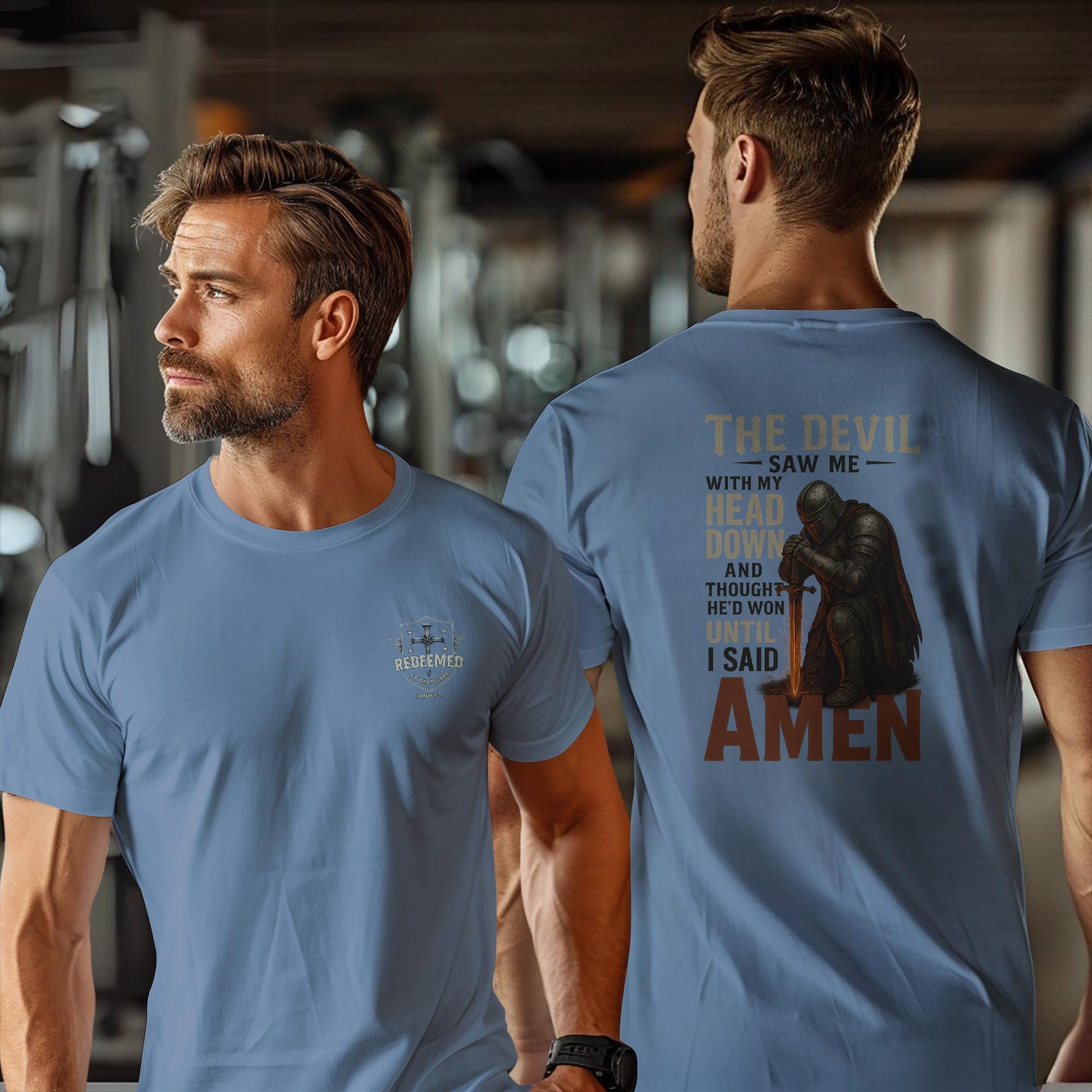 The Devil Saw Me with My Head Down Until I Said Amen T-Shirt - Christian Warrior Tee, Bold Faith Shirt, Armor of God Prayer Apparel
