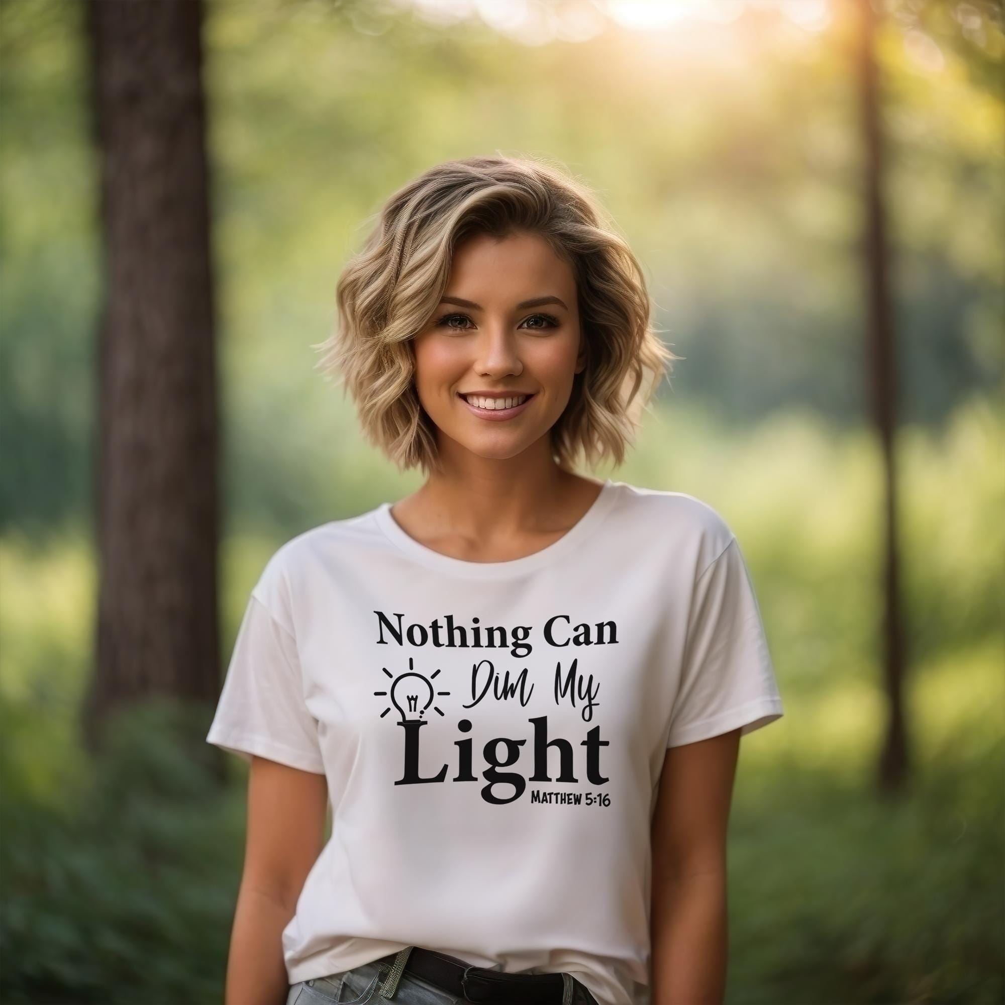 Dont Let Anyone Dim Your Light - Christian Womens T-Shirt, Faith and Inspiration Tee, Uplifting Bible Verse Shirt, Jesus is the Light