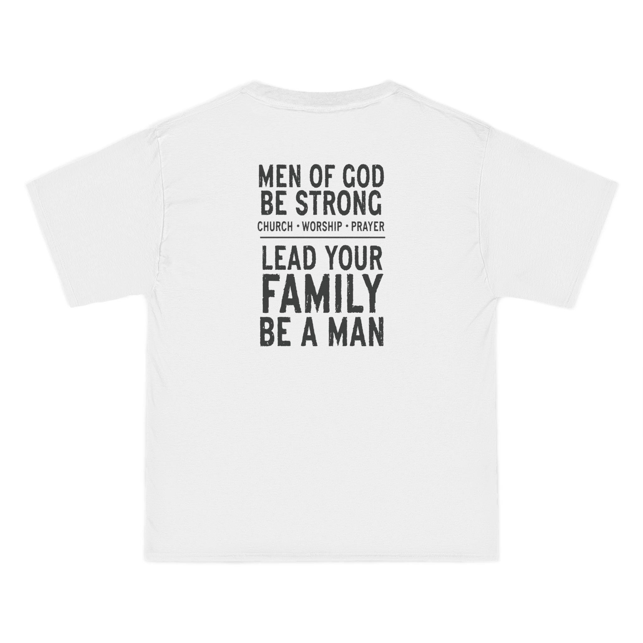 Men of God, Be Strong Lead Your Family Be a Man Christian Shirt, Bold Faith Tee, Church Worship, Prayer Scripture, Mens Religious Apparel