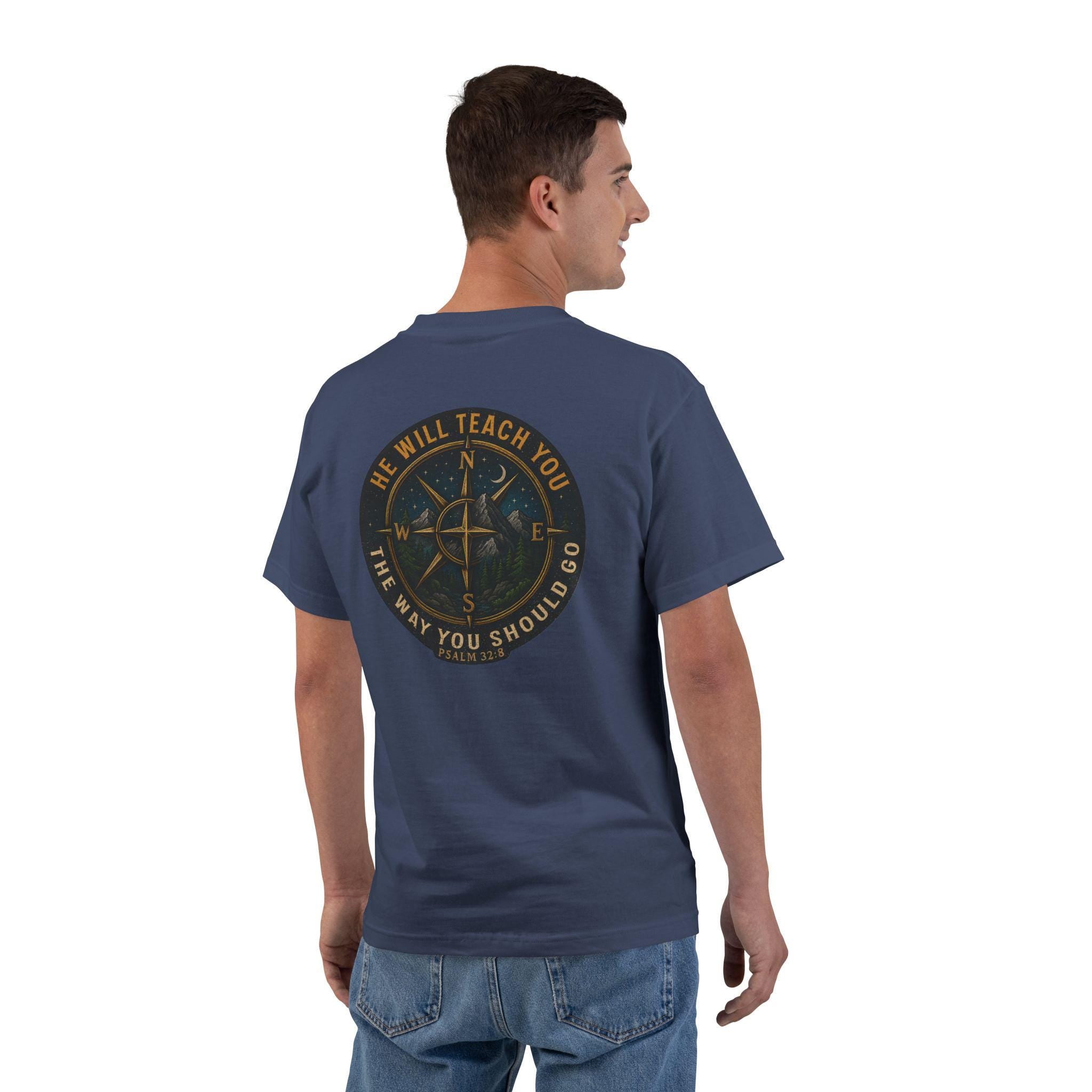 He Will Teach You the Way You Should Go Shirt | Psalm 32 8 Christian Compass Tee | Faith Outdoor Shirt for Men & Women | Redeemed Faith