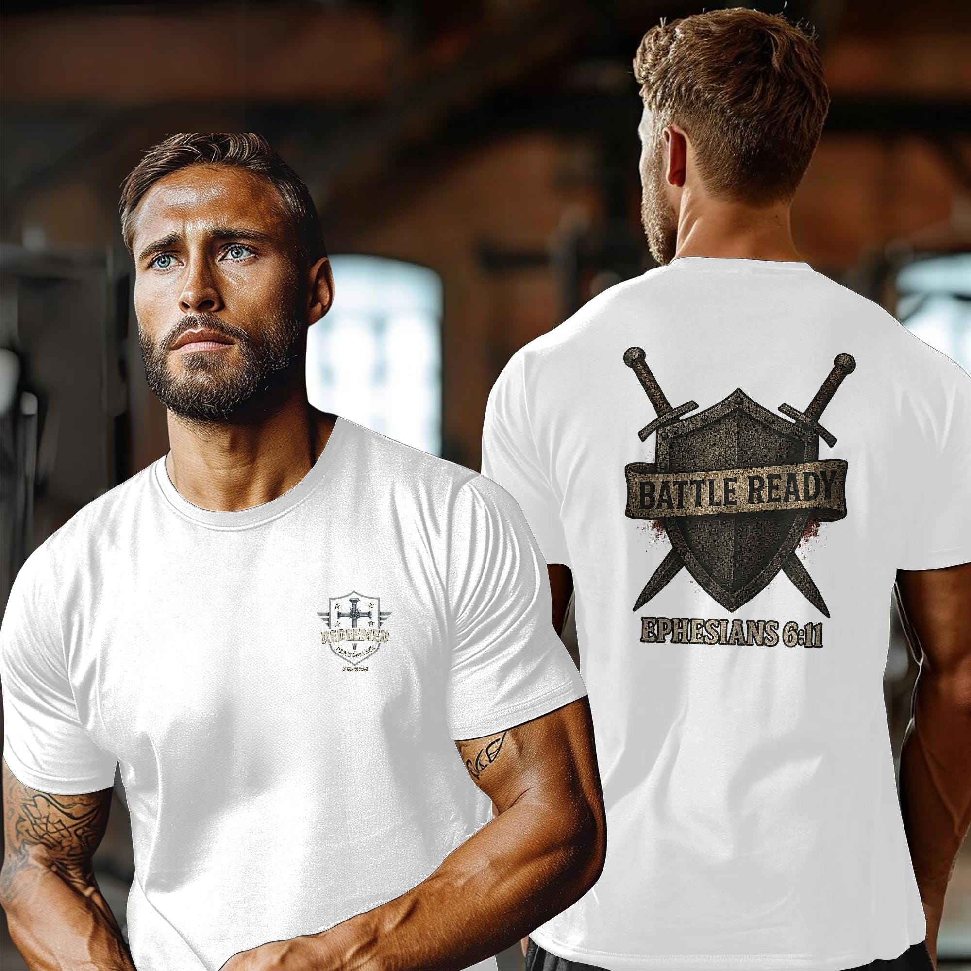 Christian Armor of God T-Shirt, Spiritual Warfare Tee, Crossed Swords Shirt, Faith Apparel, Unisex Christian Clothing, Christian Gifts