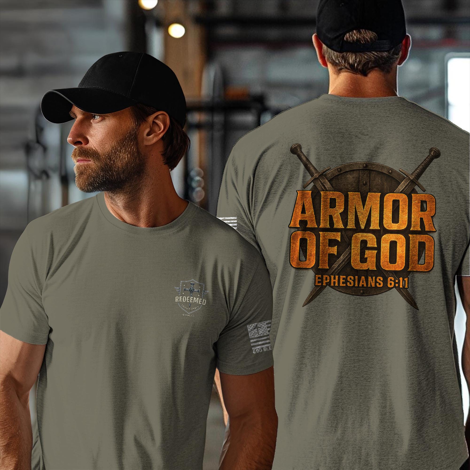 Armor of God Christian T-Shirt Ephesians 6:11 Bible Verse Tee, Bold Faith Warrior Shirt, Spiritual Warfare Scripture Graphic for Men & Women