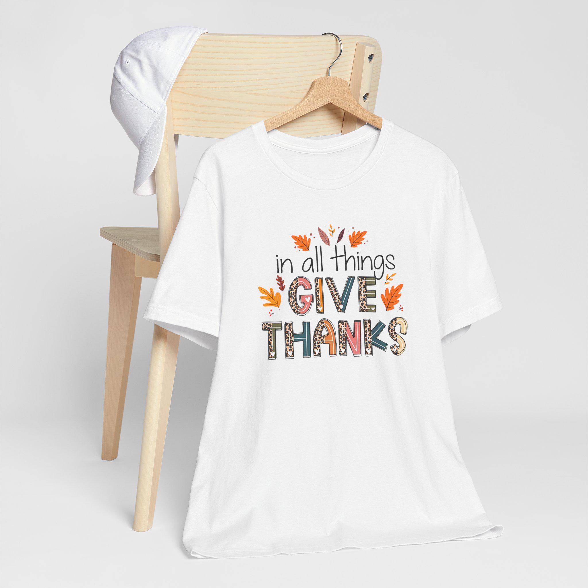 In All Things Give Thanks Shirt, Fall Quilt Collection, Christian Gratitude Tee Women, 1 Thessalonians 5:18 Shirt, Gratitude Gift, Cozy Fall