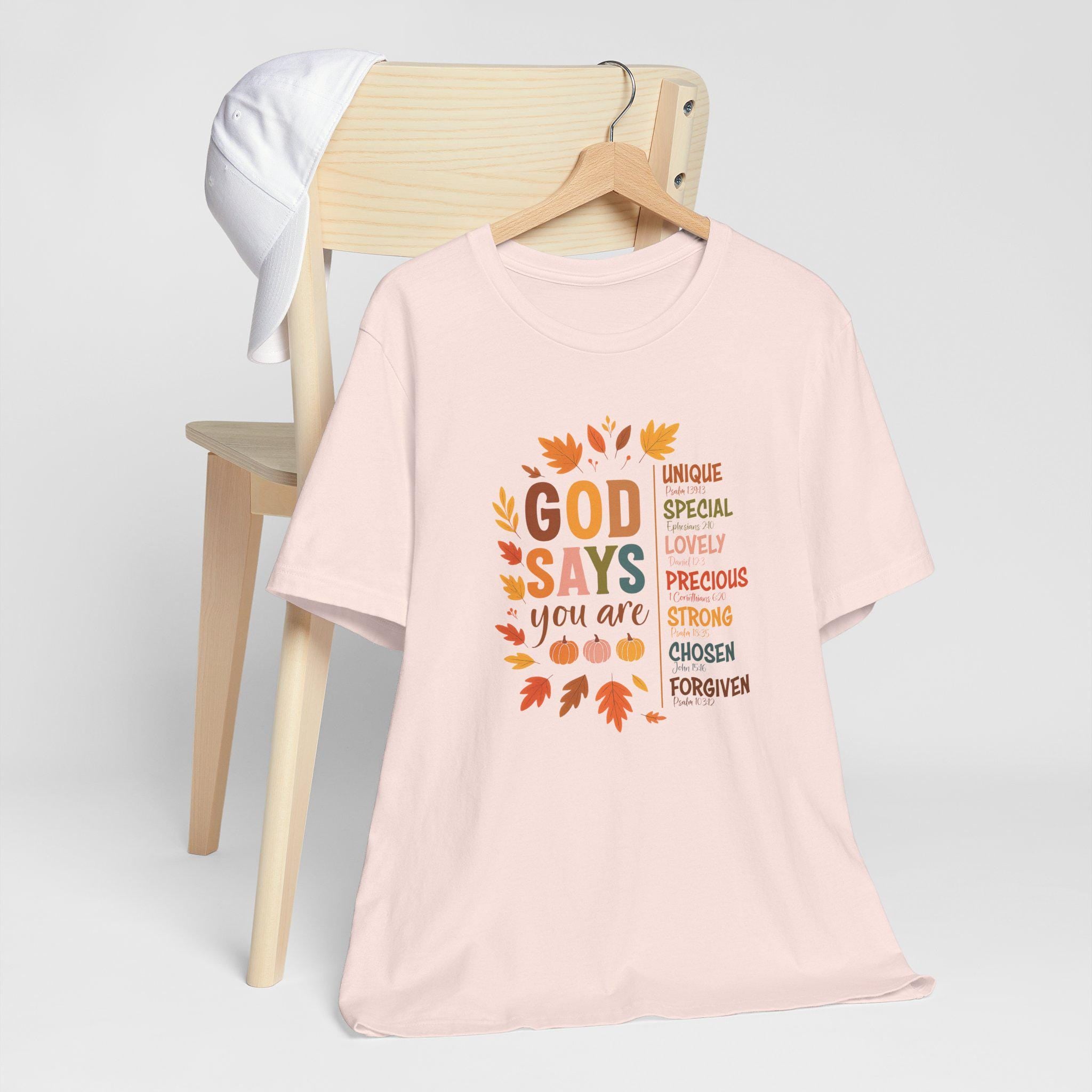 God Says You Are Shirt | Fall Quilt Collection | Christian Identity & Scripture Tee for Women | Fall Christian T-Shirt | Fabric Style Tee