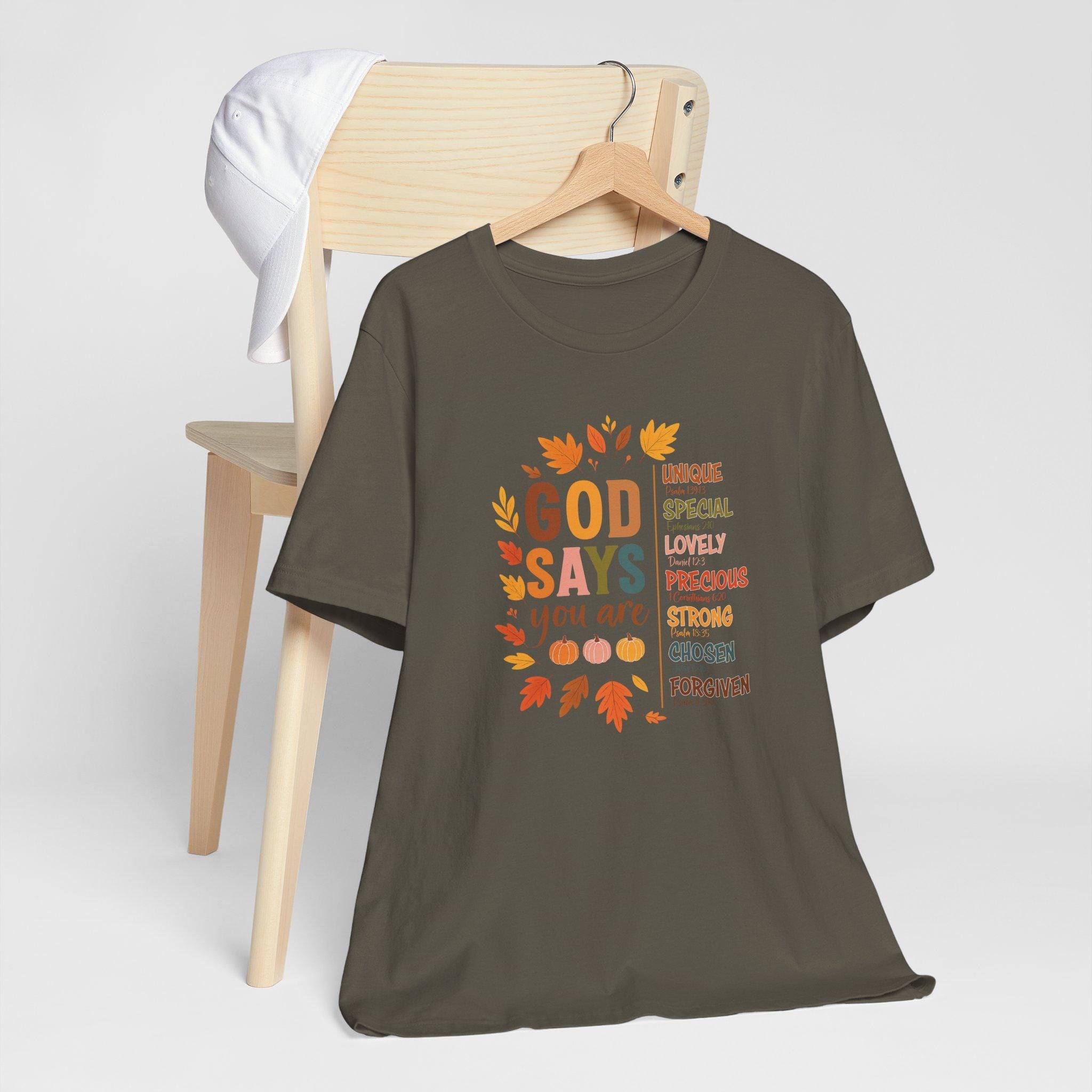 God Says You Are Shirt | Fall Quilt Collection | Christian Identity & Scripture Tee for Women | Fall Christian T-Shirt | Fabric Style Tee