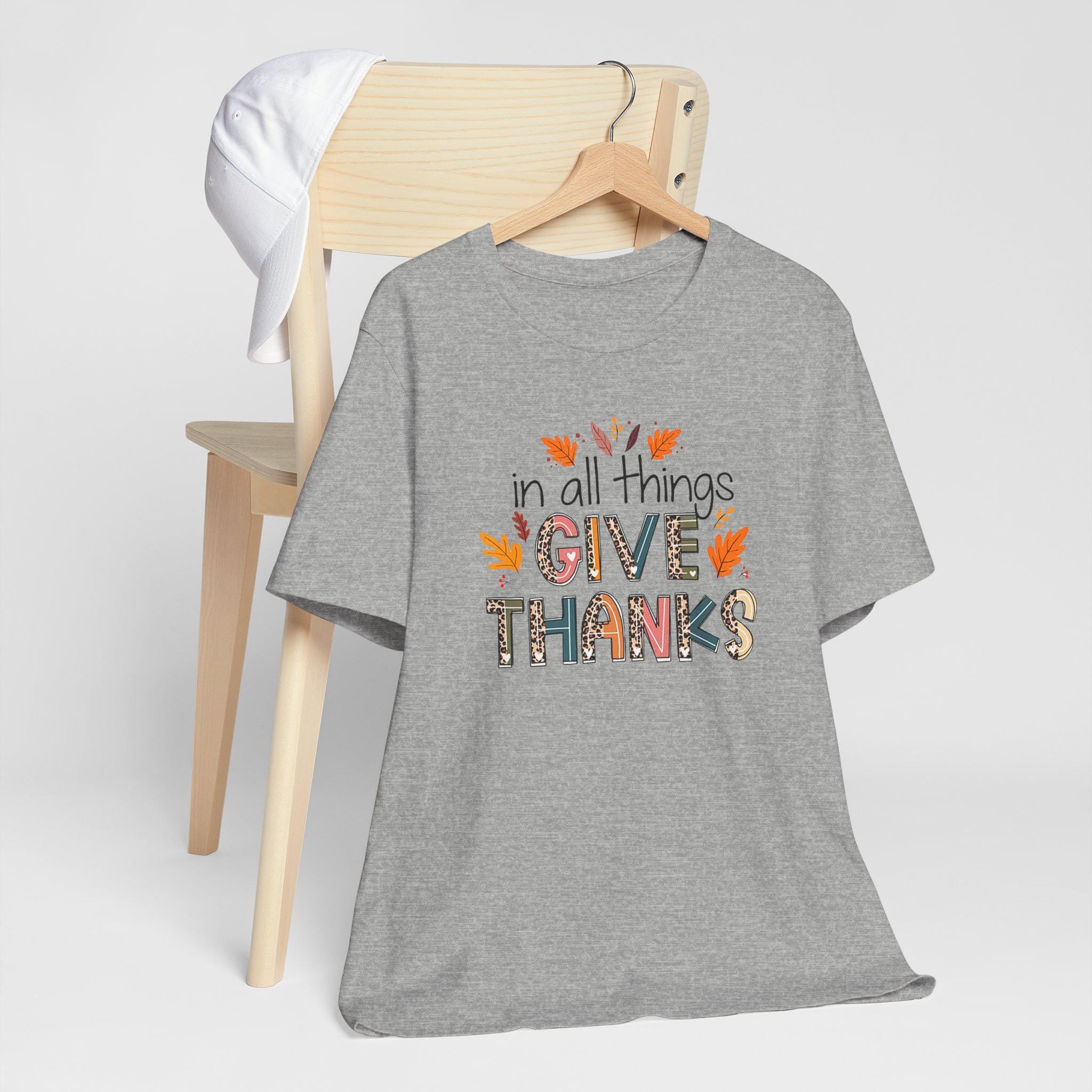 In All Things Give Thanks Shirt, Fall Quilt Collection, Christian Gratitude Tee Women, 1 Thessalonians 5:18 Shirt, Gratitude Gift, Cozy Fall