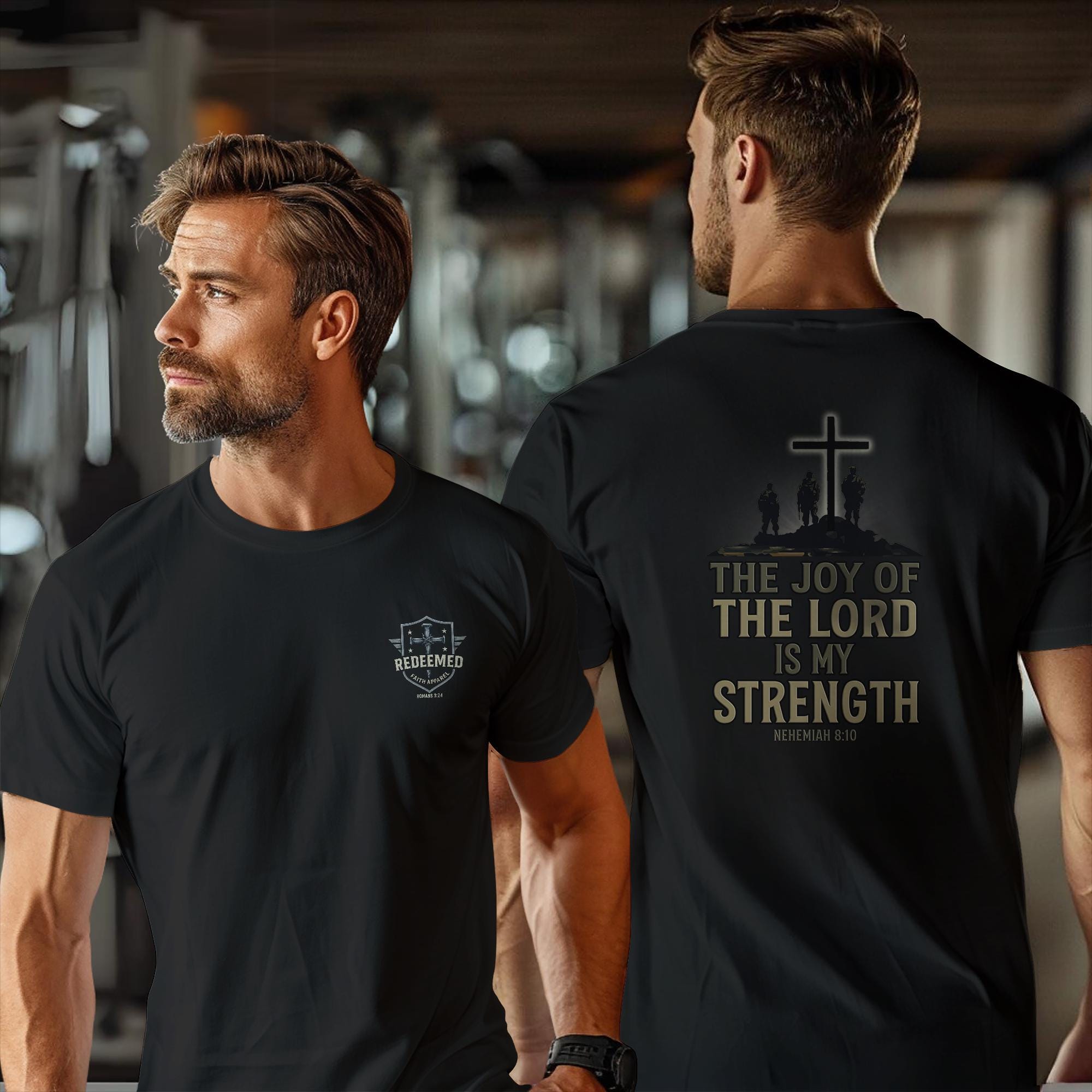 The Joy of the Lord Is My Strength T-Shirt - Nehemiah 8:10 Bible Verse Tee, Christian Soldier Shirt, Faith and Strength Christian Apparel