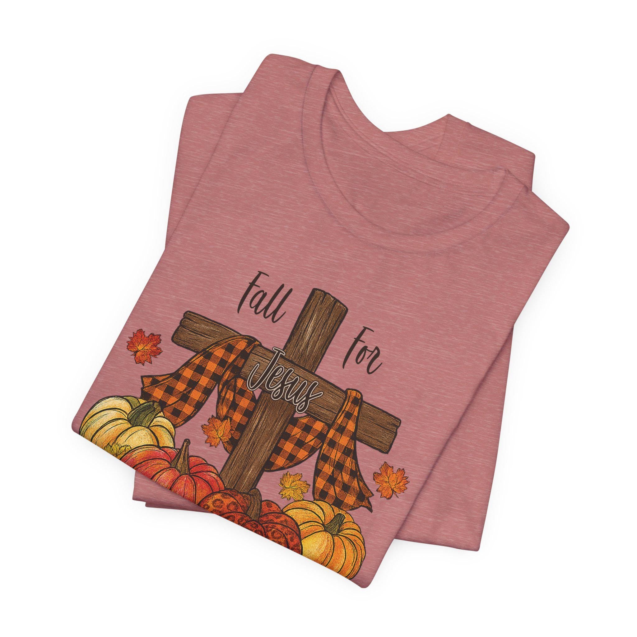Fall for Jesus Unisex Tee, Christian Fall T-Shirt, Faith-Inspired Clothing, Fall Quilt Collection Shirt, Matthew 28:20, Autumn T-Shirt Women