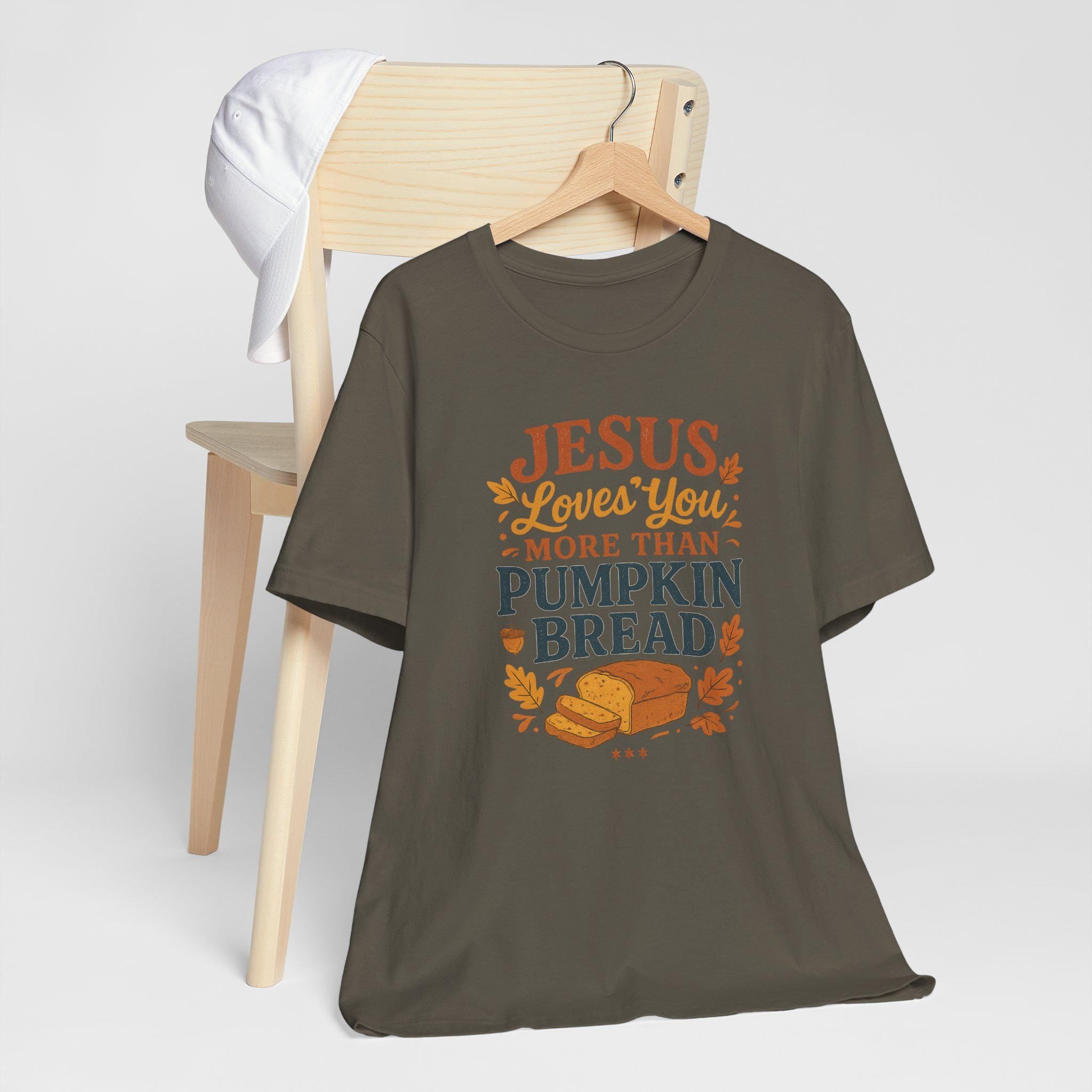 Jesus Loves You More Than Pumpkin Bread Tee, Fall Shirt, Christian Apparel, Thanksgiving Gift, Unisex Tee, Cozy Casual Wear