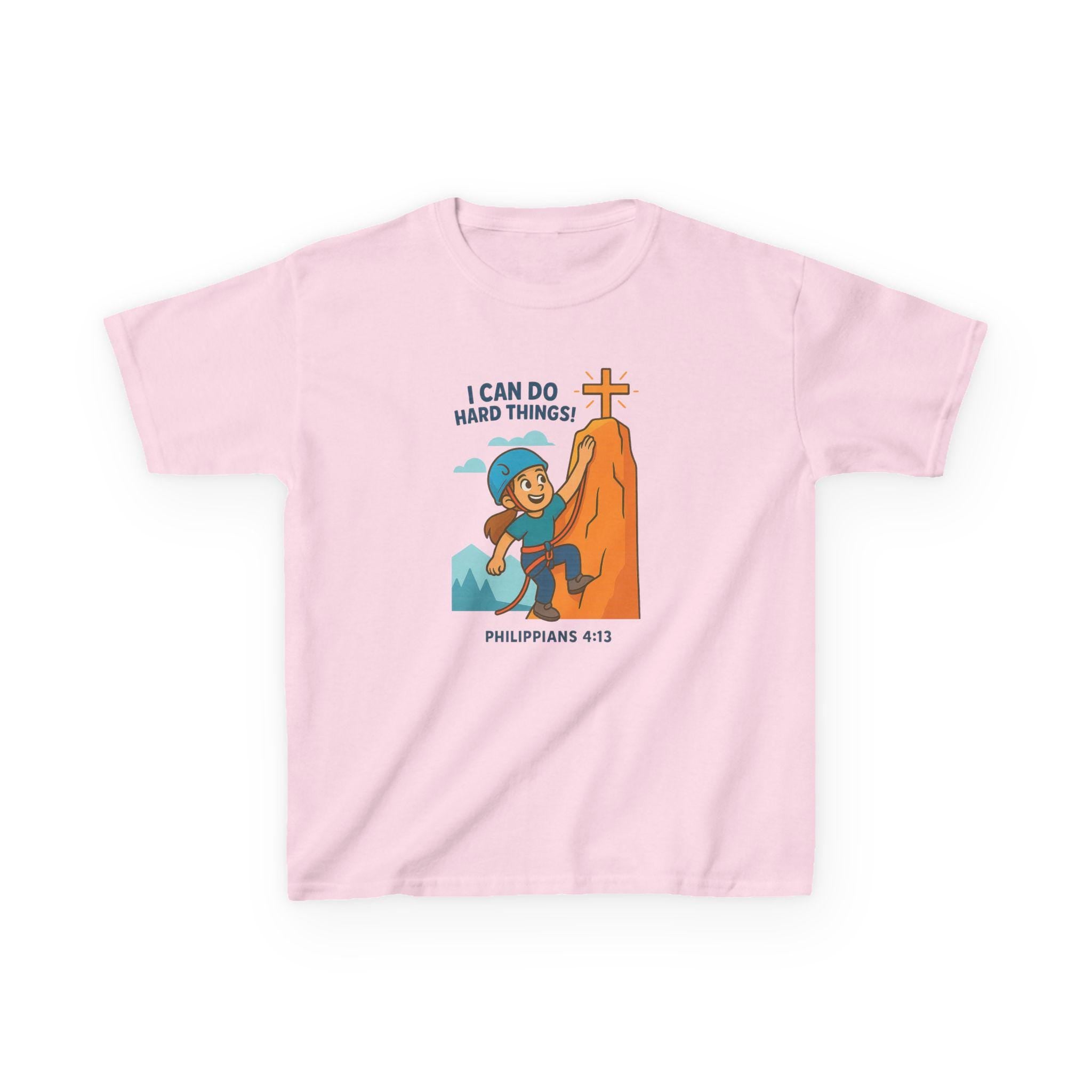 I Can Do Hard Things, Christian Girls Rock Climbing Shirt, Philippians 413, Kids Faith T Shirt, Inspirational Bible Verse Youth Tee