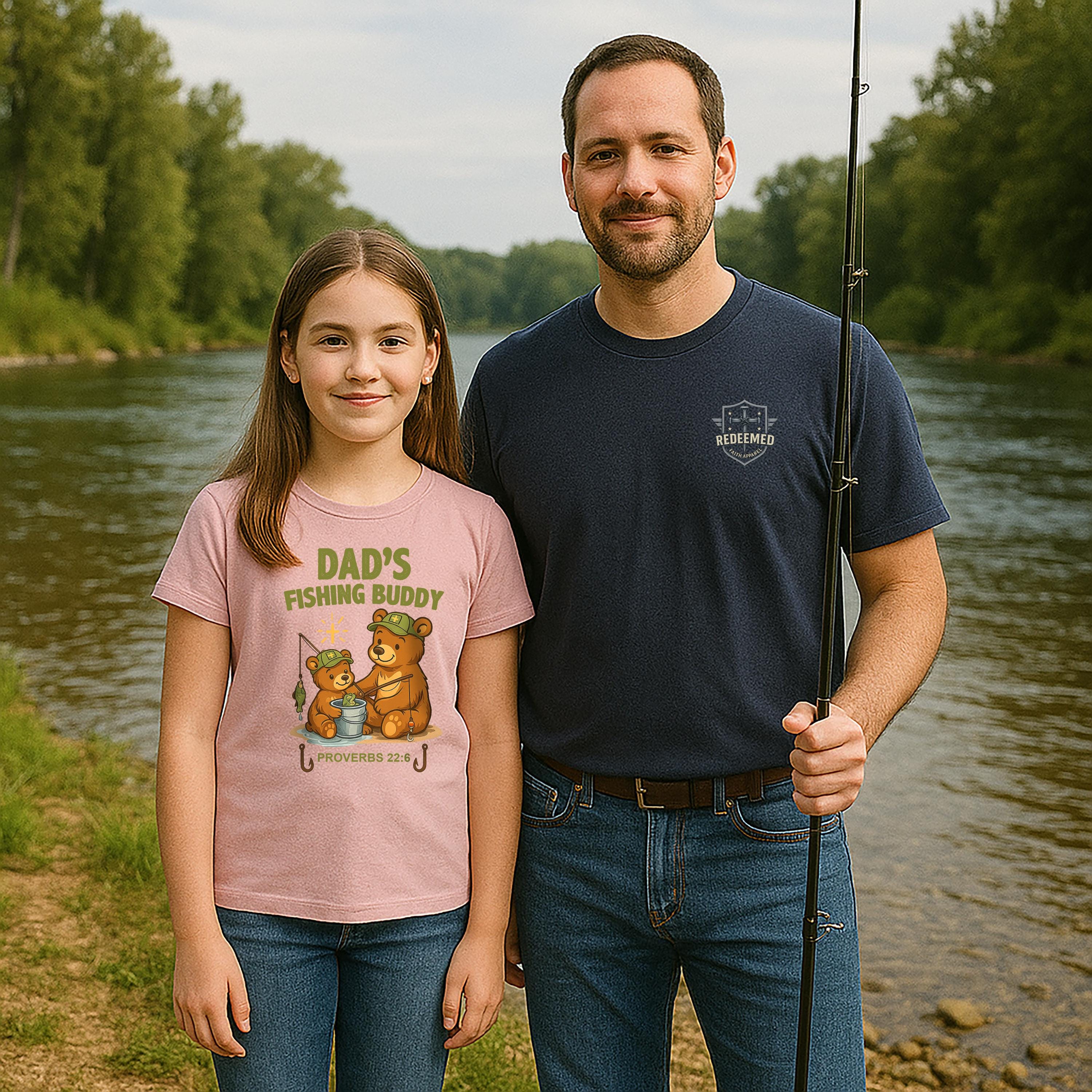 Personalized Fishing Buddy Shirt, Custom Name, Kids Christian Fishing Tee, Proverbs 226, Daddy, Grandpa, Papa, Gift, Camo Faith Outdoors
