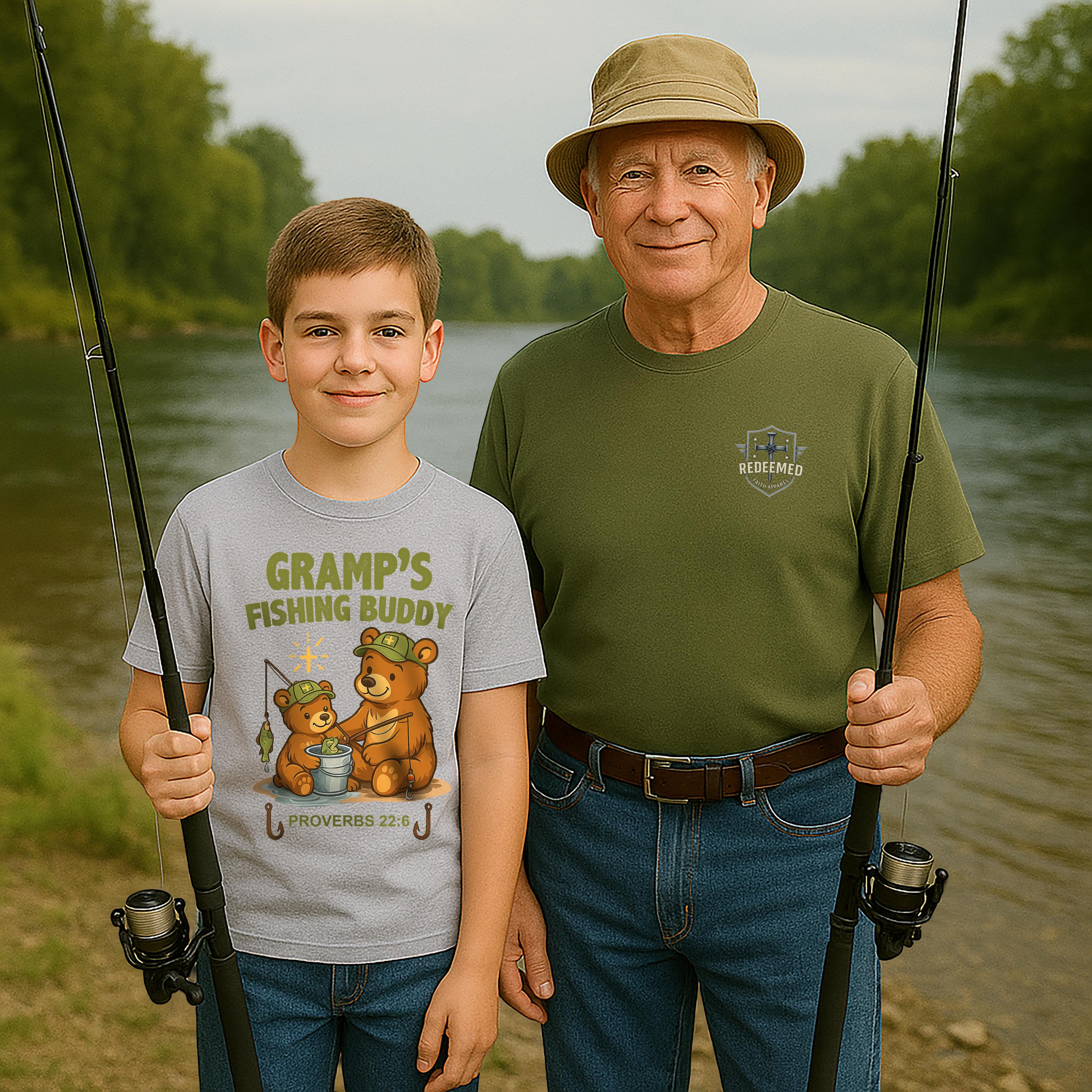 Personalized Fishing Buddy Shirt, Custom Name, Kids Christian Fishing Tee, Proverbs 226, Daddy, Grandpa, Papa, Gift, Camo Faith Outdoors