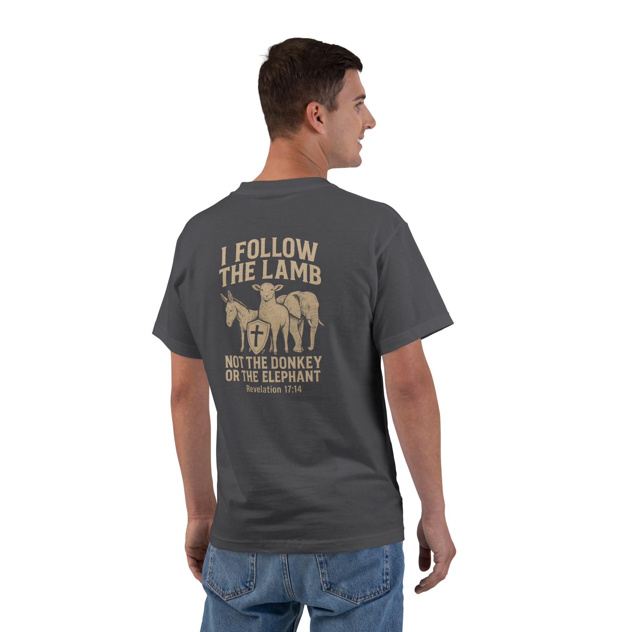 I Follow the Lamb Shirt - Revelation 17:14 Christian Faith Tee, Jesus Over Politics T-Shirt for Men and Women, Kingdom over Party, Jesus