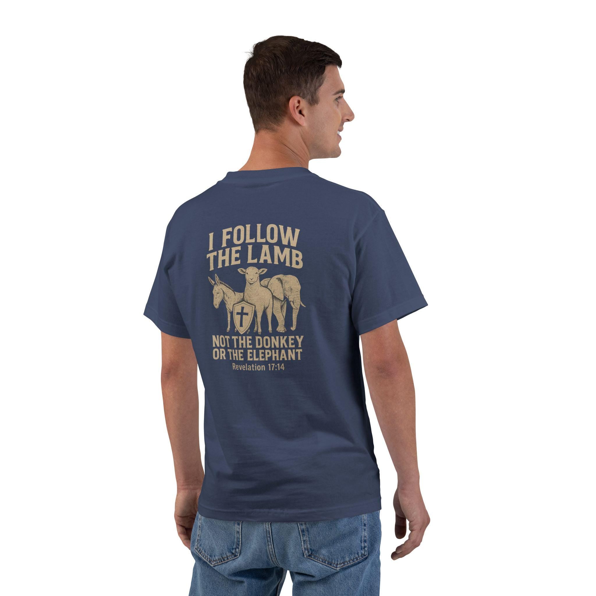 I Follow the Lamb Shirt - Revelation 17:14 Christian Faith Tee, Jesus Over Politics T-Shirt for Men and Women, Kingdom over Party, Jesus